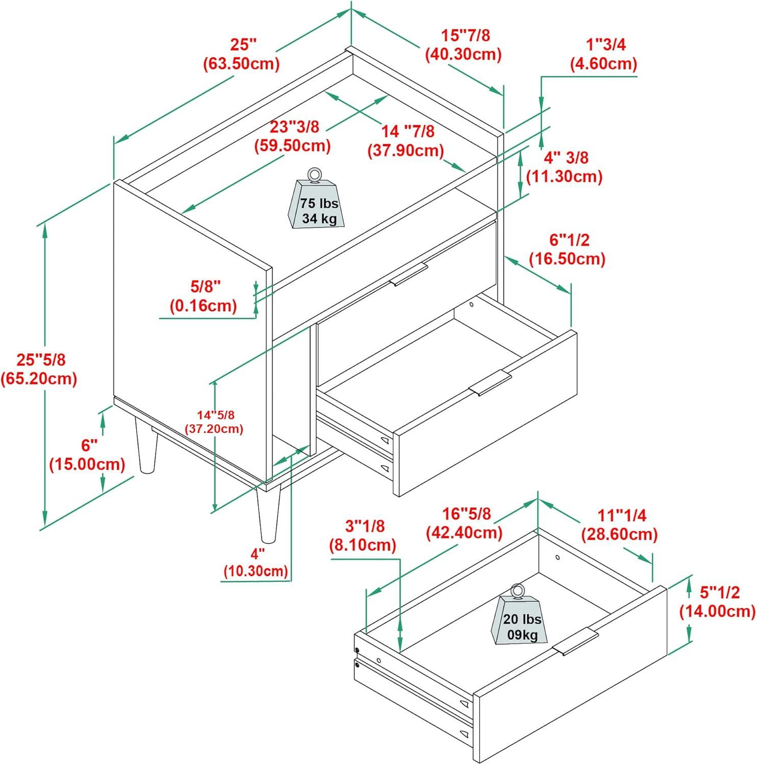 imageWalker Edison Blythe MidCentury Modern TrayTop Storage Nightstand 25 Inch WhiteNatural Pine