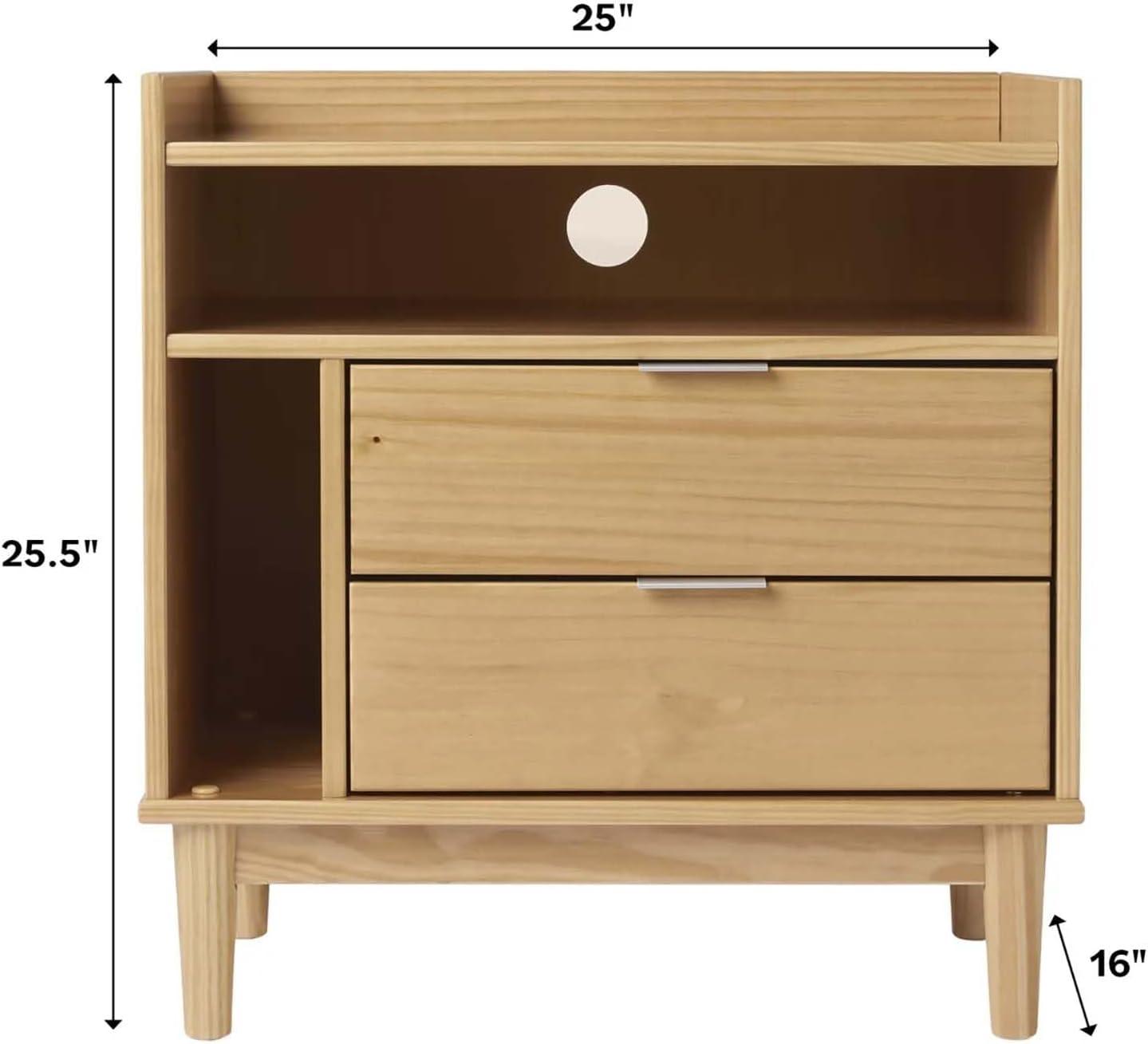 imageWalker Edison Blythe MidCentury Modern TrayTop Storage Nightstand 25 Inch WhiteNatural Pine