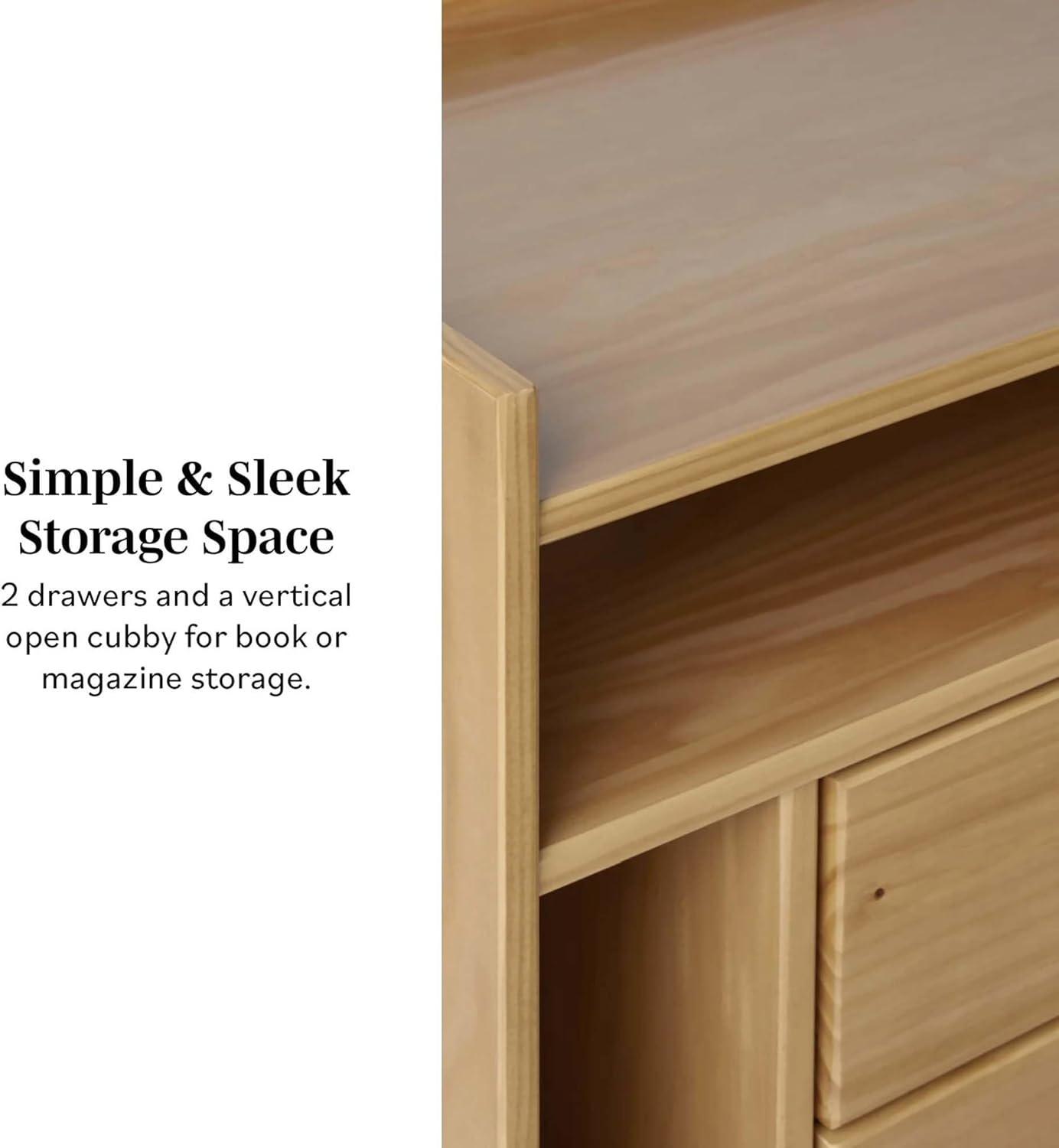 imageWalker Edison Blythe MidCentury Modern TrayTop Storage Nightstand 25 Inch WhiteNatural Pine