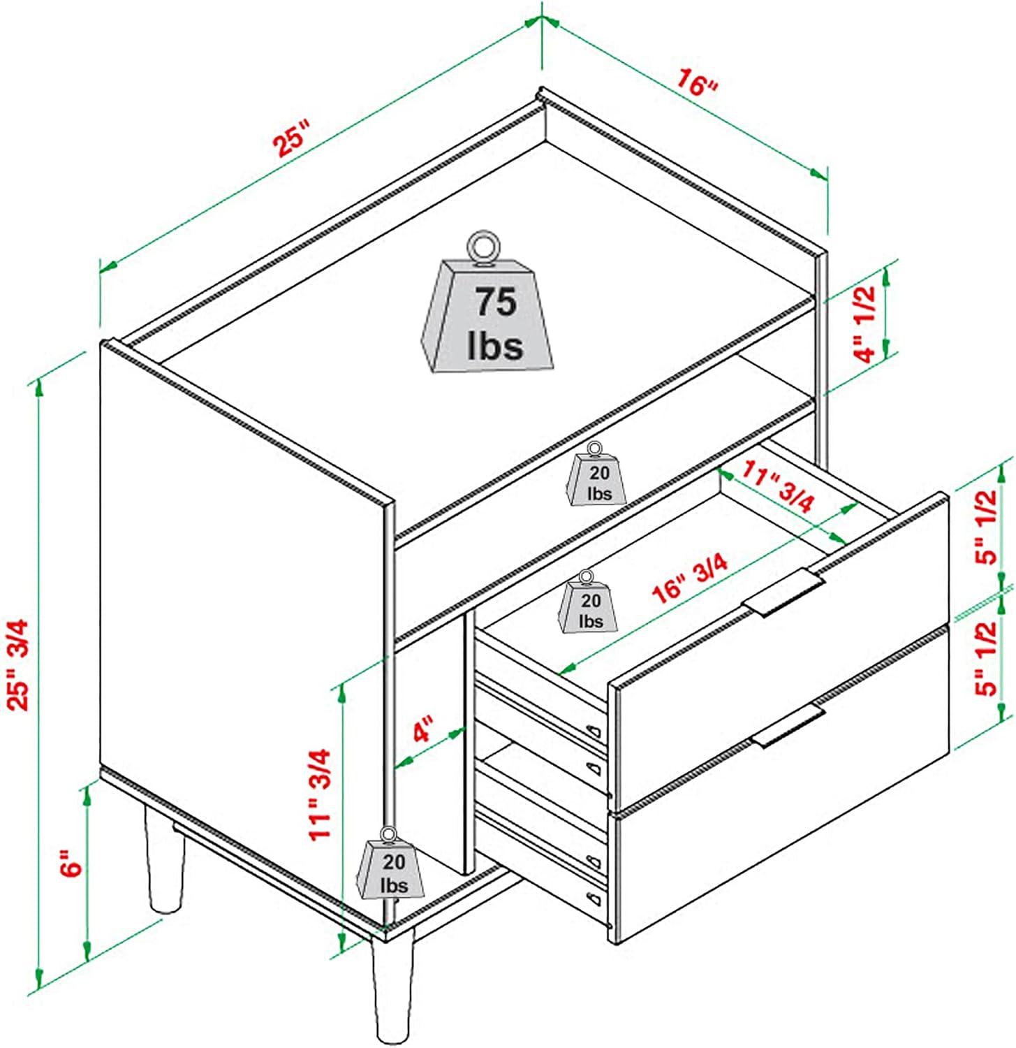 imageWalker Edison Blythe MidCentury Modern TrayTop Storage Nightstand 25 Inch WhiteWhite