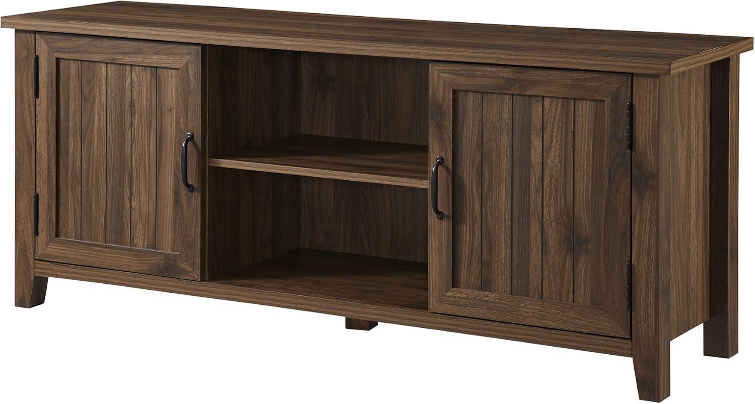 imageWalker Edison Buren Classic Grooved Door TV Stand for TVs up to 65 Inches 58 Inch White OakDark Walnut