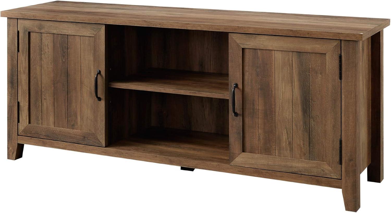 imageWalker Edison Buren Classic Grooved Door TV Stand for TVs up to 65 Inches 58 Inch White OakRustic Oak