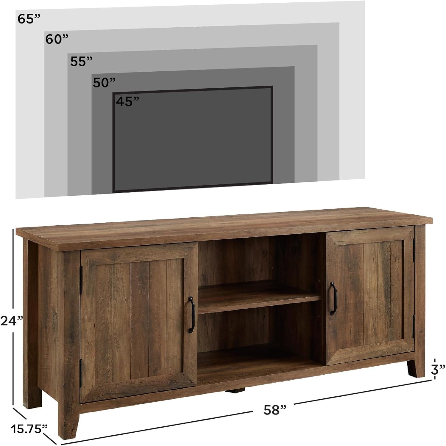 imageWalker Edison Buren Classic Grooved Door TV Stand for TVs up to 65 Inches 58 Inch White OakRustic Oak