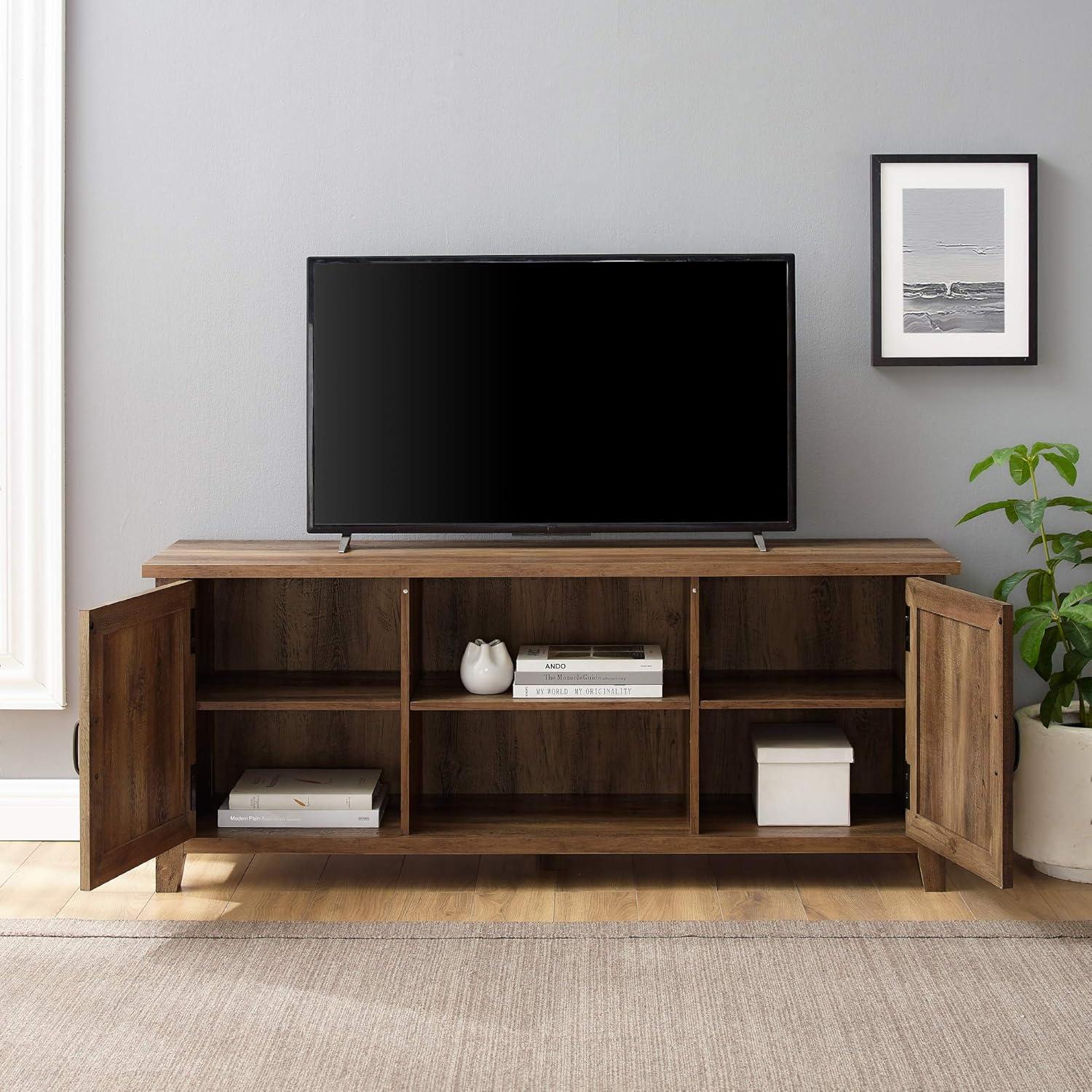 imageWalker Edison Buren Classic Grooved Door TV Stand for TVs up to 65 Inches 58 Inch White OakRustic Oak