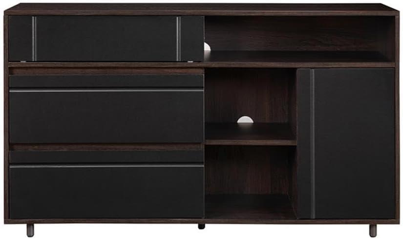 imageWalker Edison Caely Contemporary Minimal DecorativeDrawer Storage Sideboard 52 Inch Dark EspressoSolid BlackDark Espresso Solid Black