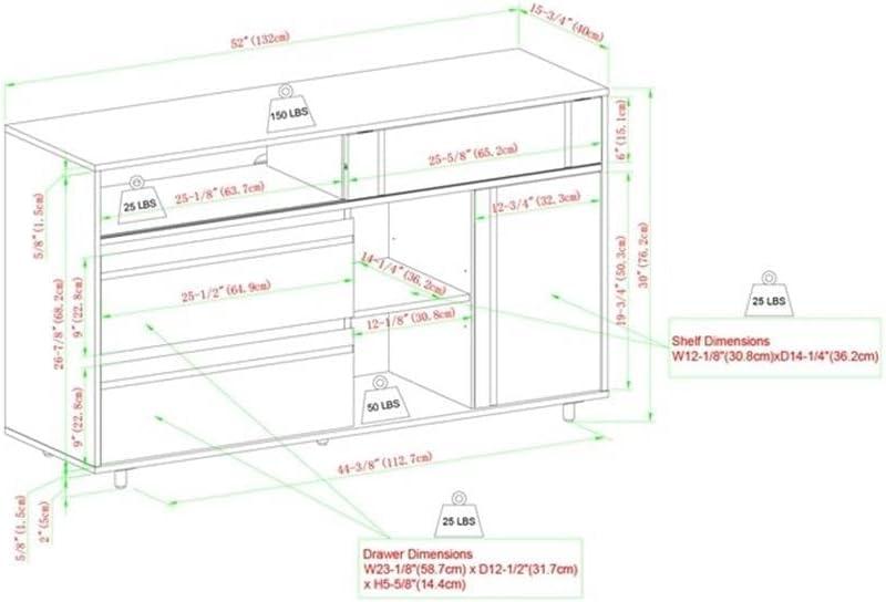 imageWalker Edison Caely Contemporary Minimal DecorativeDrawer Storage Sideboard 52 Inch Dark EspressoSolid BlackDark Espresso Solid Black