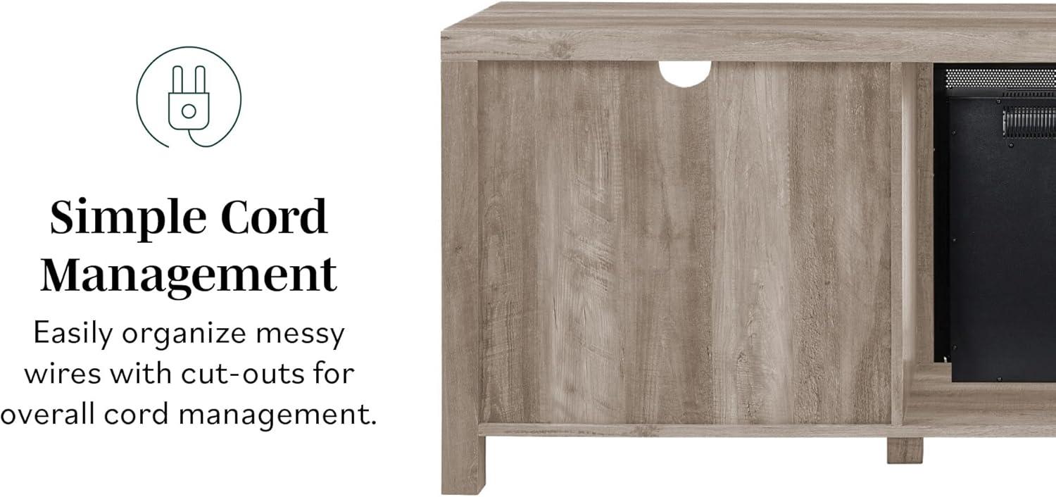 imageWalker Edison Calgary Industrial Farmhouse XDrawer Metal Mesh and Wood Fireplace TV Stand for TVs up to 80 Inches 70 Inch Rustic OakGrey Wash