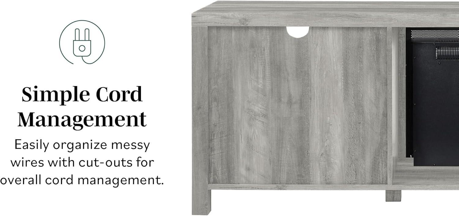 imageWalker Edison Calgary Industrial Farmhouse XDrawer Metal Mesh and Wood Fireplace TV Stand for TVs up to 80 Inches 70 Inch Rustic OakStone Grey