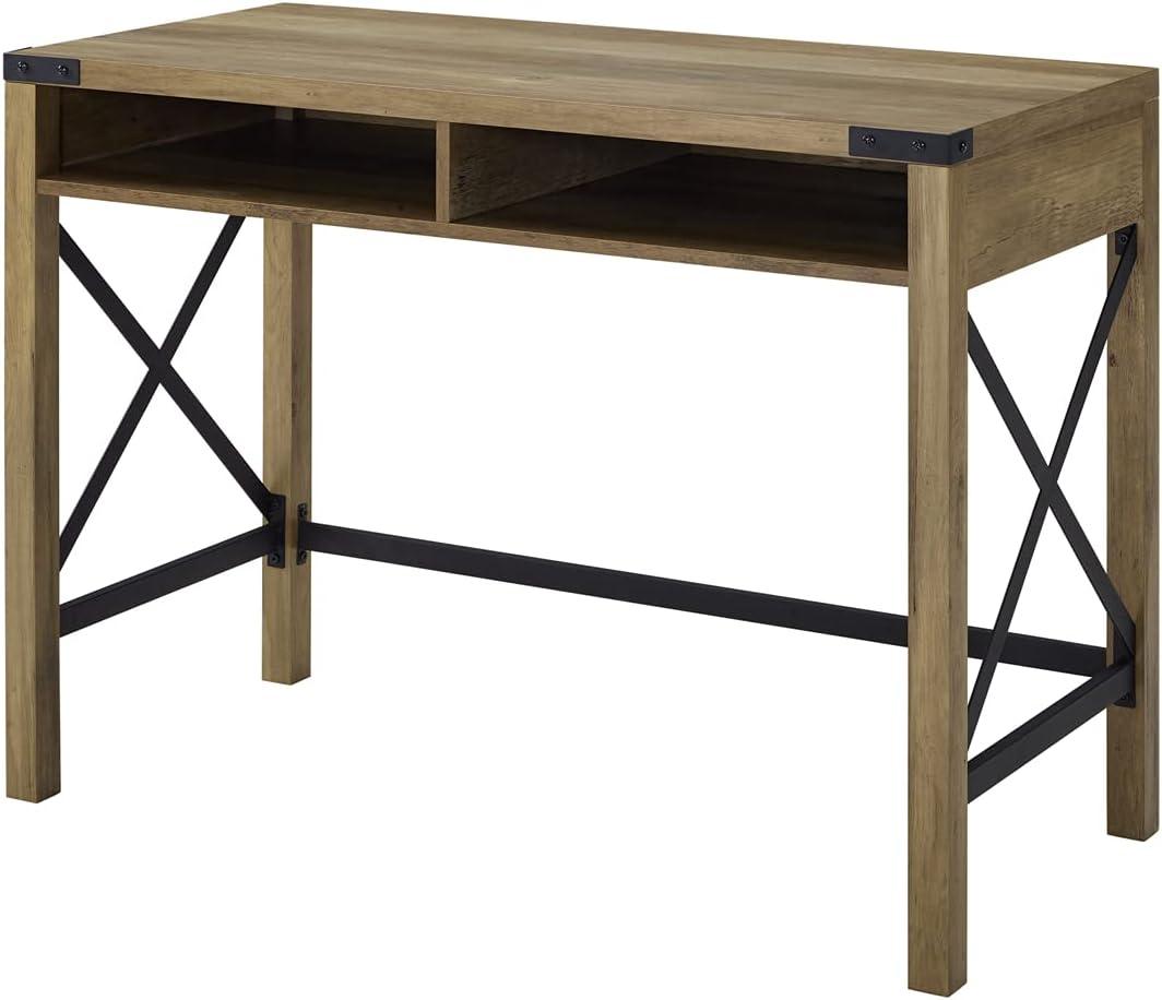 imageWalker Edison Callum Modern Farmhouse Metal X Writing Desk 42 Inch Grey WashRustic Oak