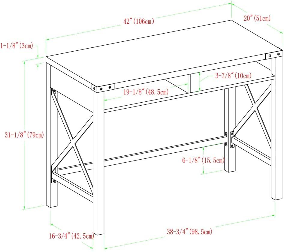 imageWalker Edison Callum Modern Farmhouse Metal X Writing Desk 42 Inch Grey WashRustic Oak