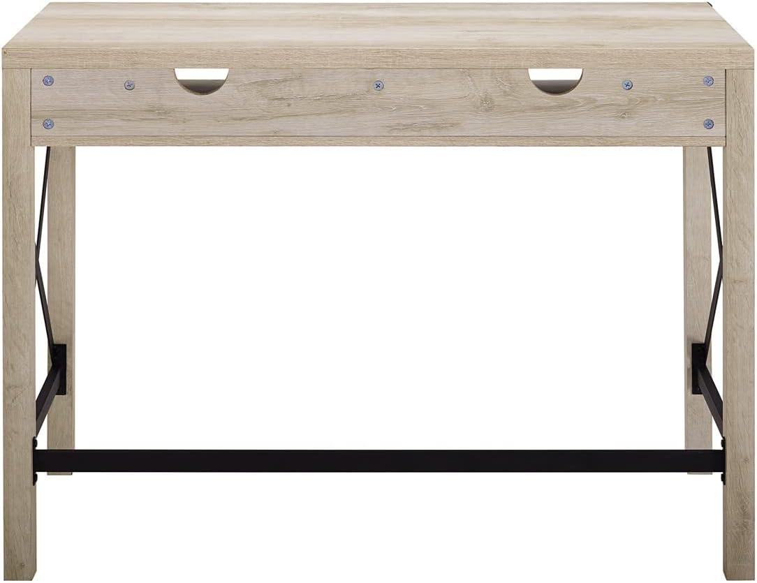imageWalker Edison Callum Modern Farmhouse Metal X Writing Desk 42 Inch Grey WashWhite Oak