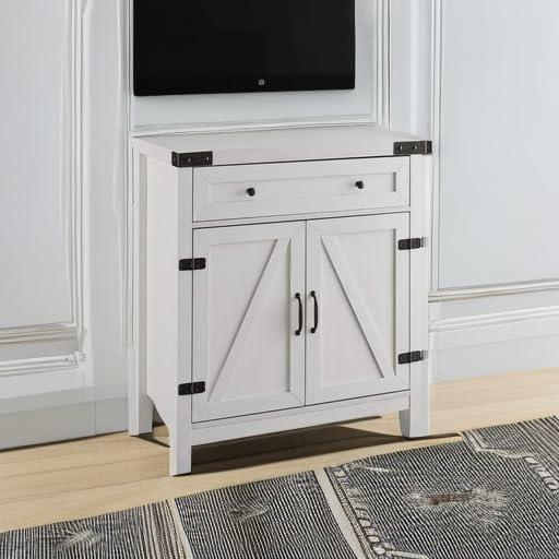 imageWalker Edison Cass Modern Farmhouse Double Barn Door Accent Cabinet 30 Inch Grey WashBrushed White