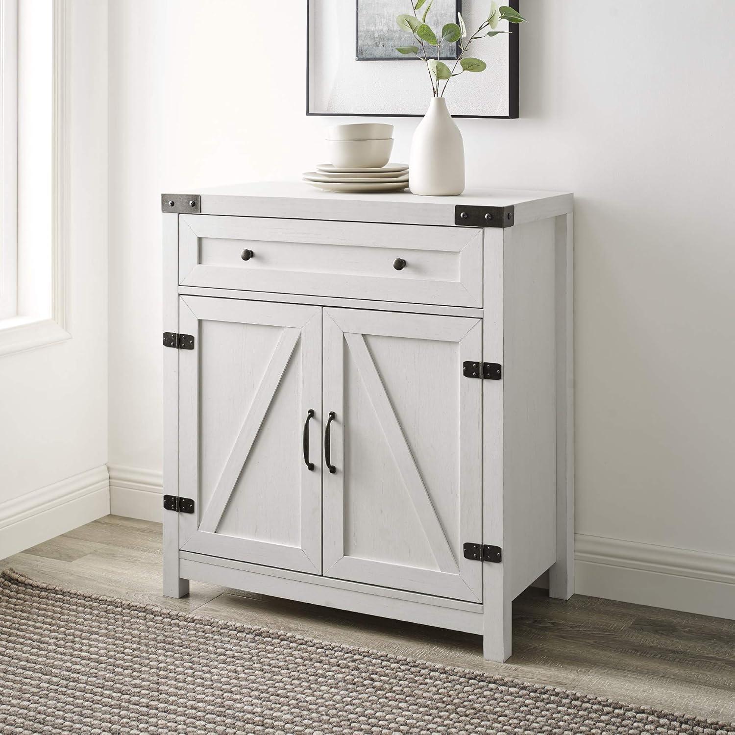 imageWalker Edison Cass Modern Farmhouse Double Barn Door Accent Cabinet 30 Inch Grey WashBrushed White