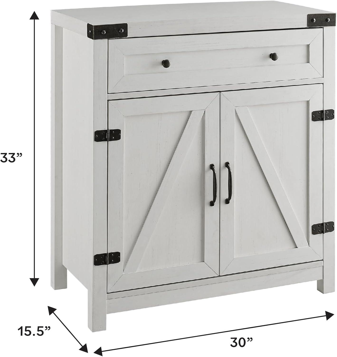 imageWalker Edison Cass Modern Farmhouse Double Barn Door Accent Cabinet 30 Inch Grey WashBrushed White