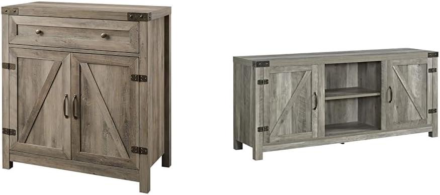 imageWalker Edison Cass Modern Farmhouse Double Barn Door Accent Cabinet 30 Inch Grey WashGrey Wash