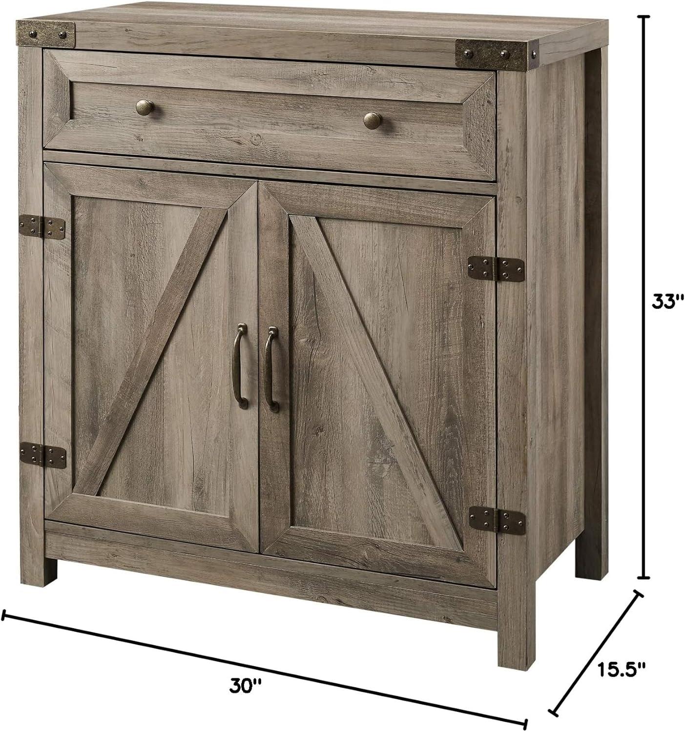 imageWalker Edison Cass Modern Farmhouse Double Barn Door Accent Cabinet 30 Inch Grey WashGrey Wash