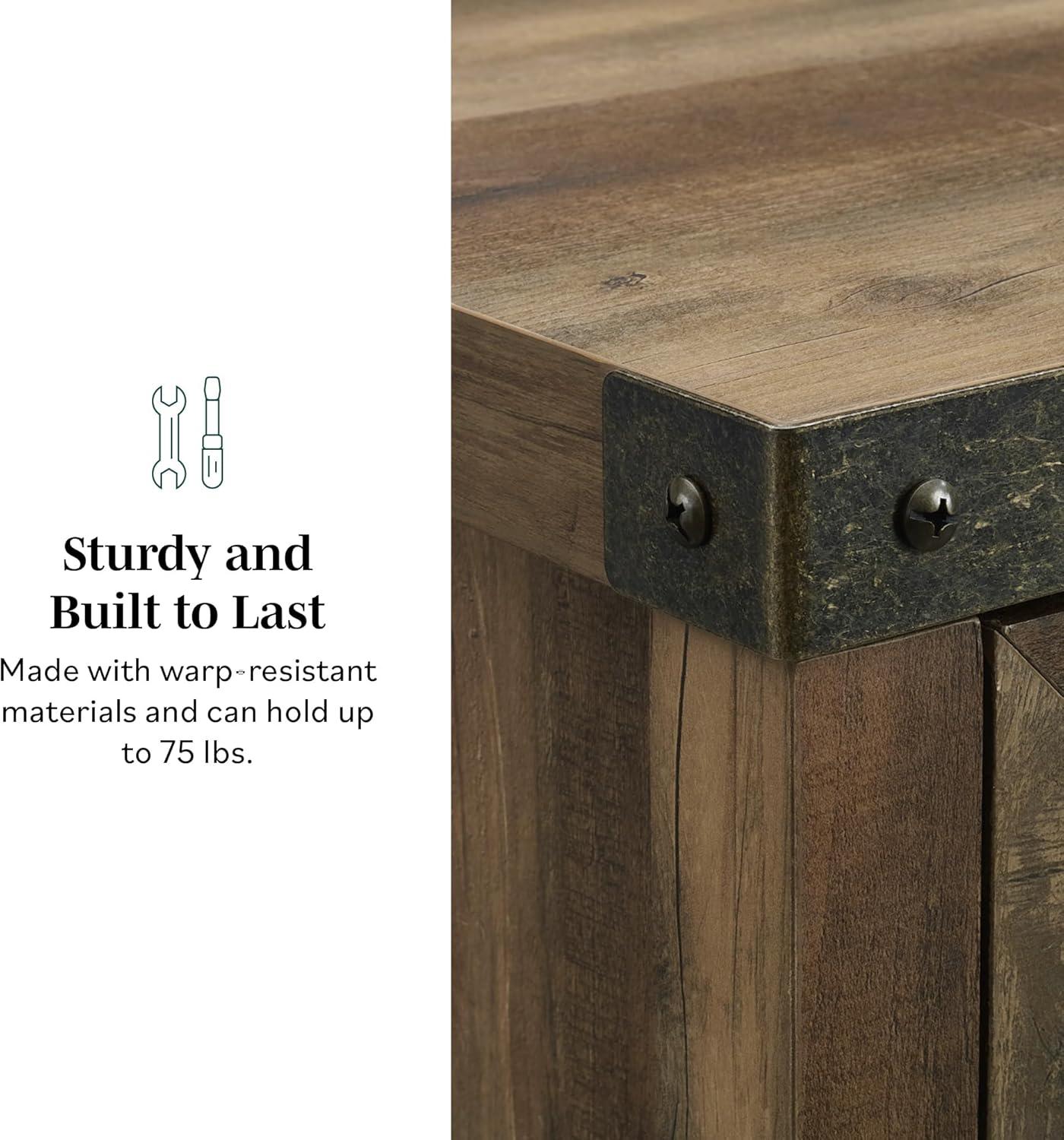 imageWalker Edison Cass Modern Farmhouse Double Barn Door Accent Cabinet 30 Inch Grey WashRustic Oak