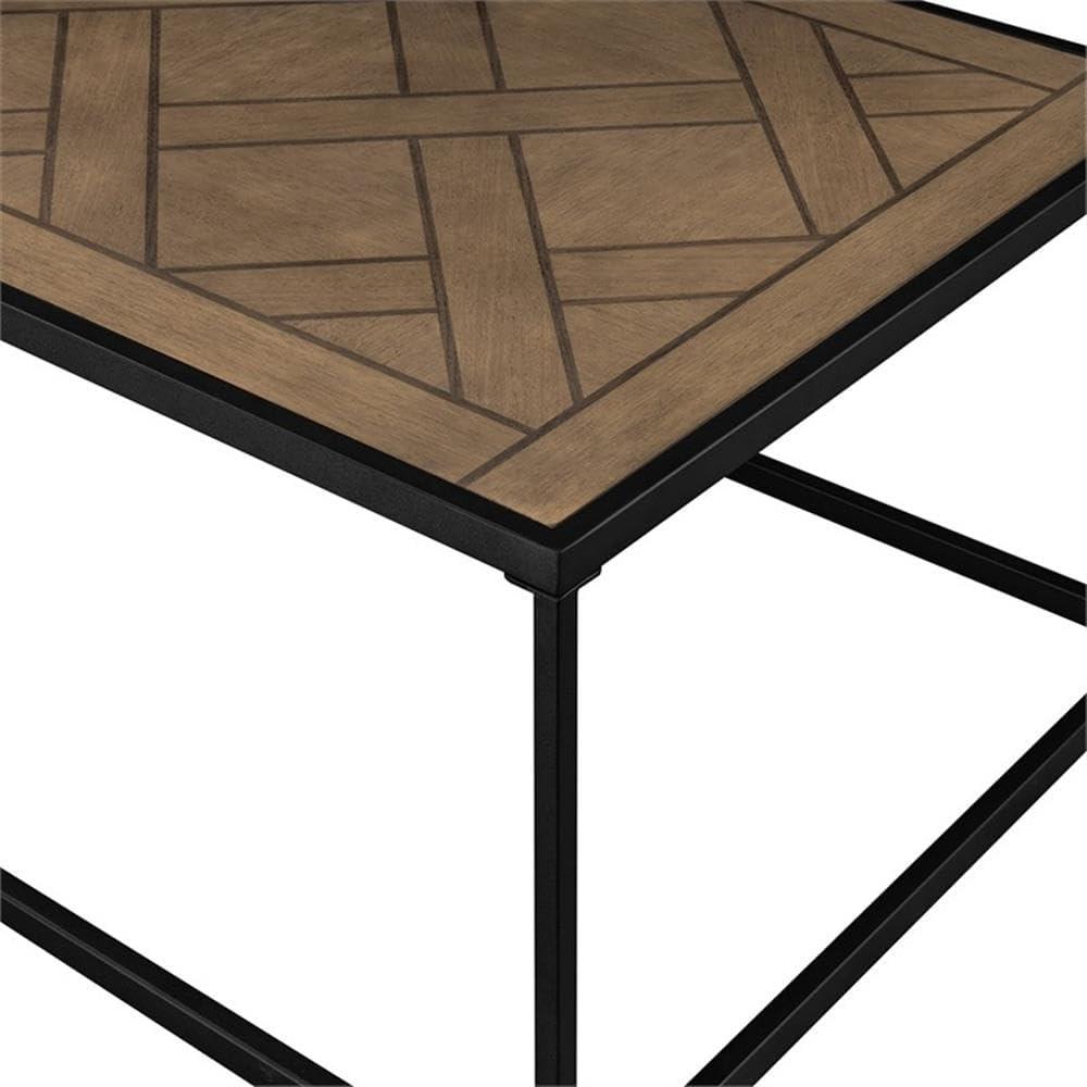 imageWalker Edison Cavyl Contemporary OpenBox Metal Frame Coffee Table 48 Inch Parquet Veneer