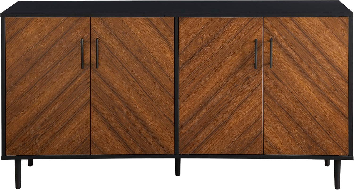imageWalker Edison Caye Modern 4Door Bookmatch BuffetSideboard for Storage 58 Inch Acorn BookmatchBlackAcornBlack