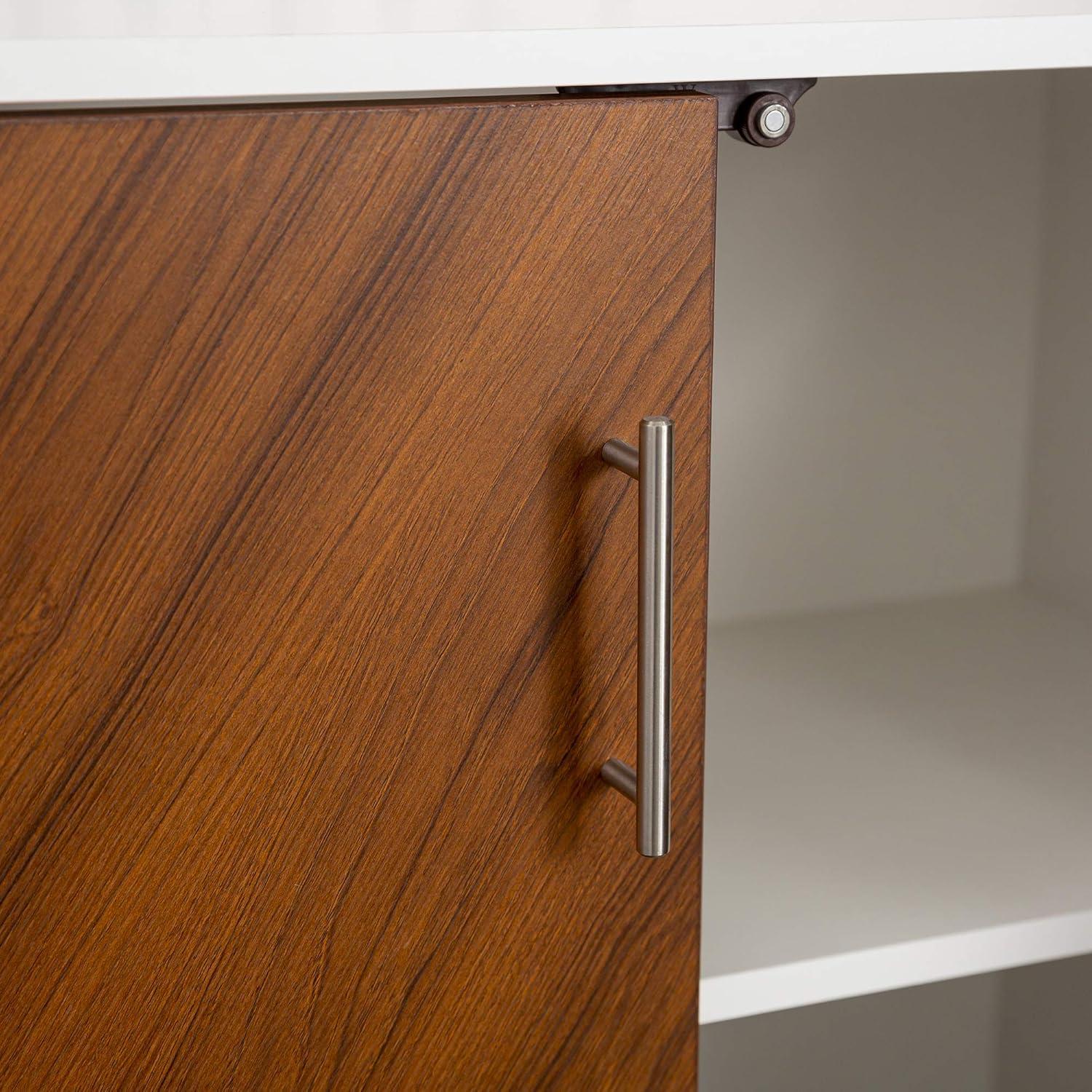 imageWalker Edison Caye Modern 4Door Bookmatch BuffetSideboard for Storage 58 Inch Acorn BookmatchBlackWhiteTeak