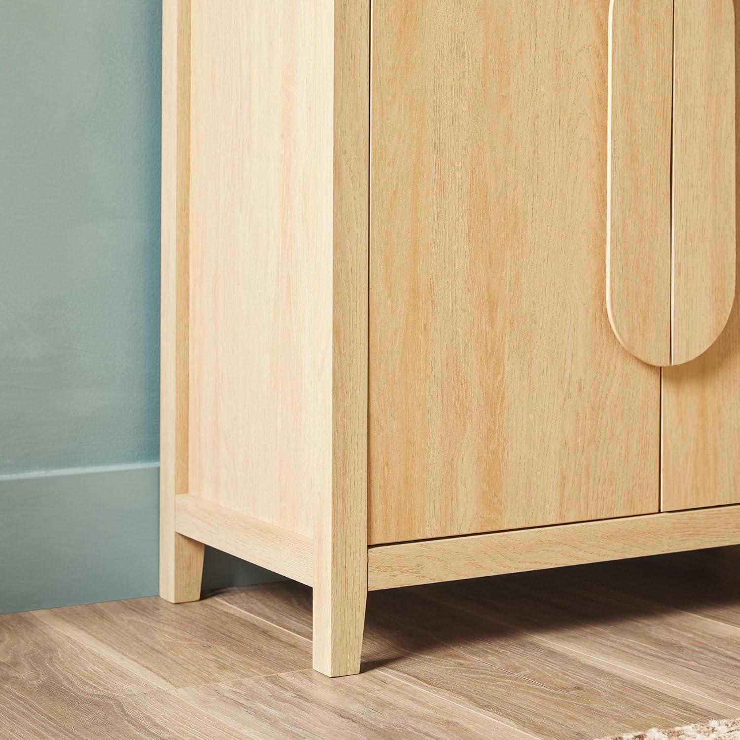 imageWalker Edison Chantelle Modern Arched Bookcase with Statement Wood Cabinet Pulls BlackCoastal Oak