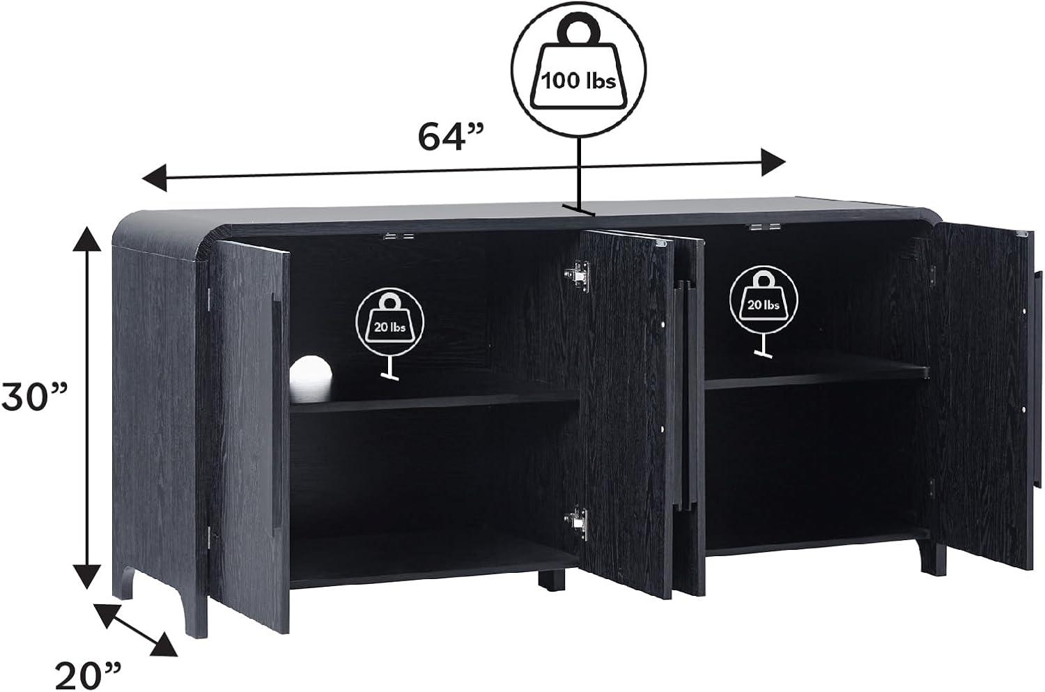 imageWalker Edison Chantelle Sideboard Buffet with Storage 64quot Coastal OakBlack