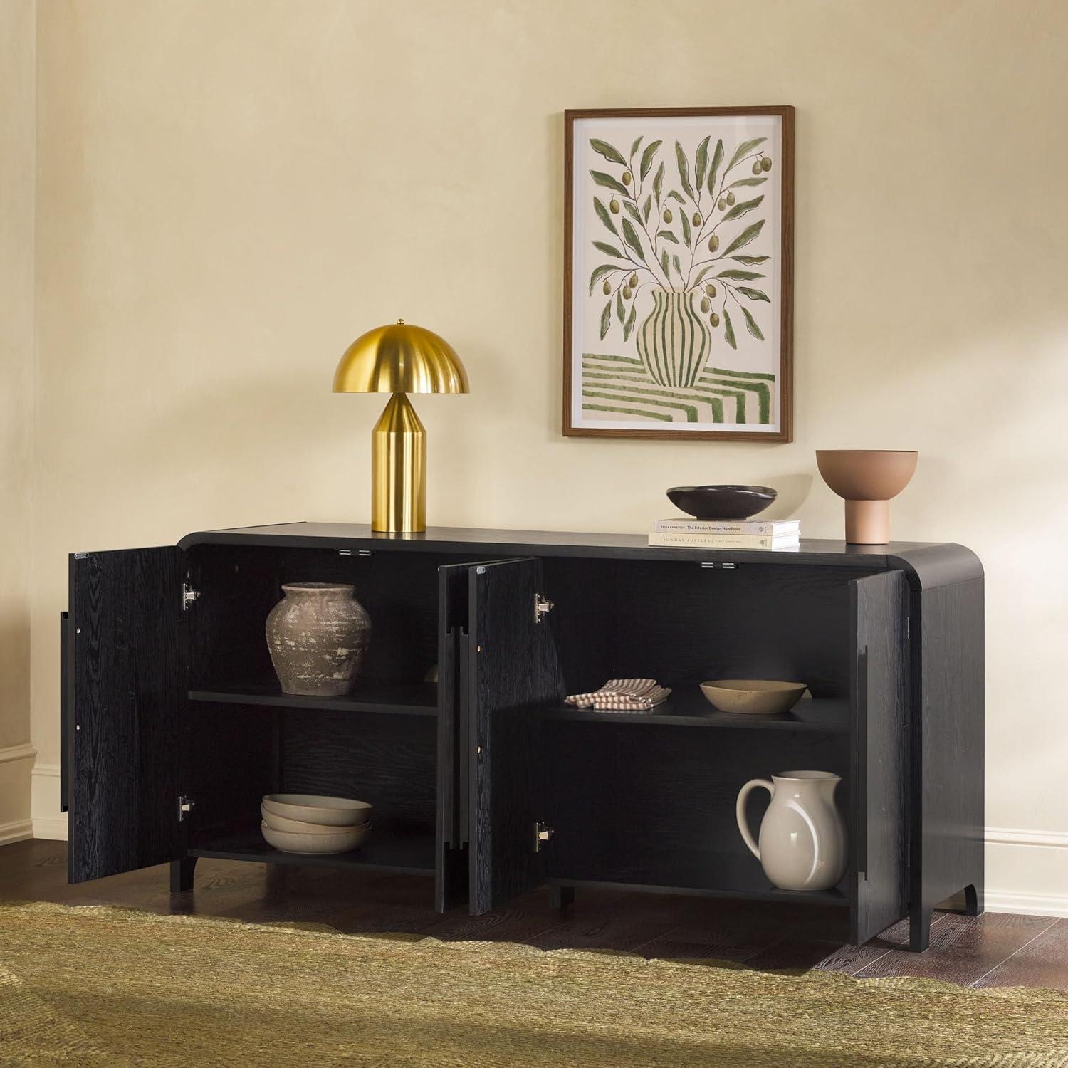 imageWalker Edison Chantelle Sideboard Buffet with Storage 64quot Coastal OakBlack