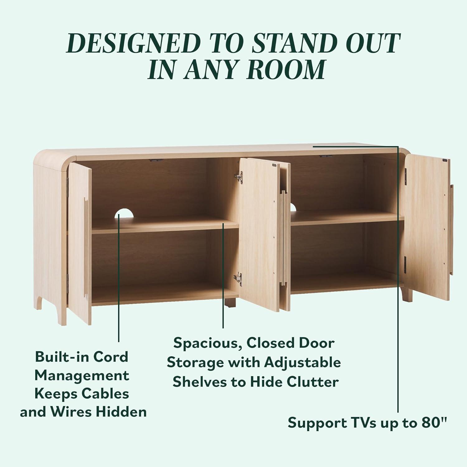 imageWalker Edison Chantelle Sideboard Buffet with Storage 64quot Coastal OakCoastal Oak