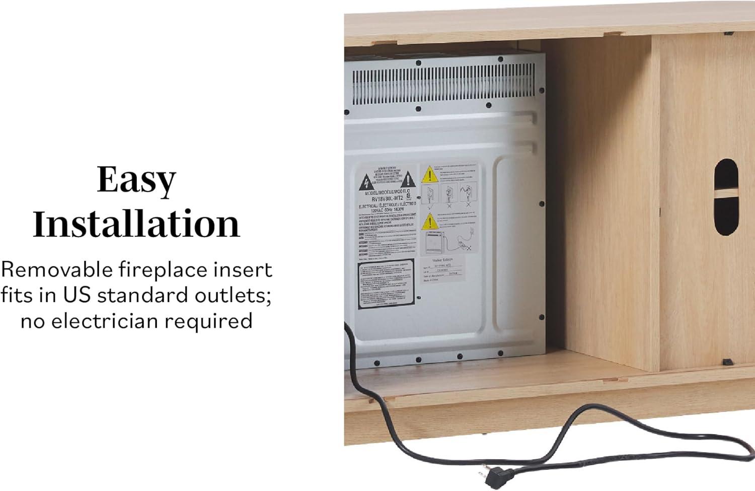 imageWalker Edison Chloe Reeded TV Stand with Fireplace Insert 65 Inch 60 inch Coastal OakCoastal Oak