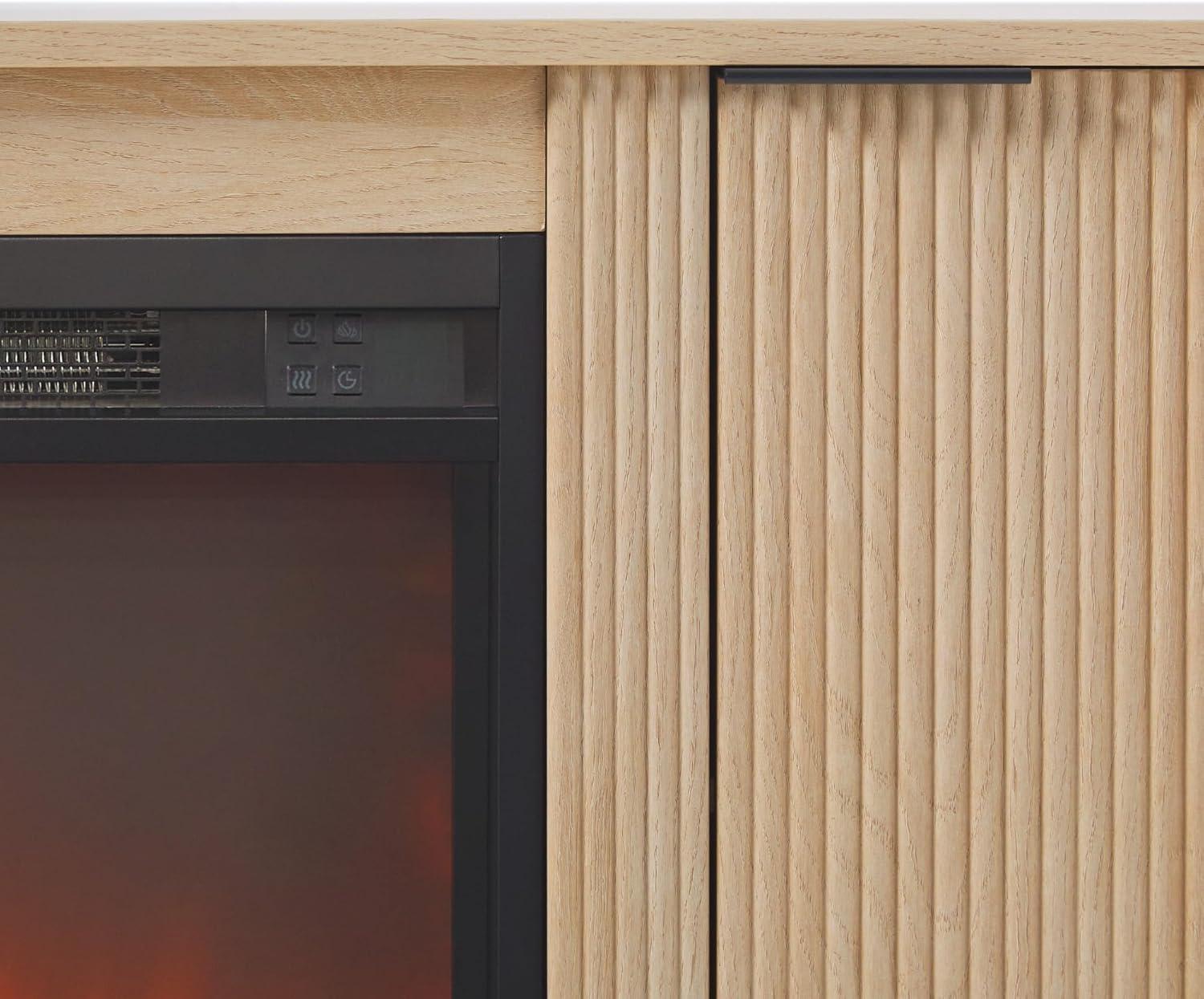 imageWalker Edison Chloe Reeded TV Stand with Fireplace Insert 65 Inch 60 inch Coastal OakCoastal Oak