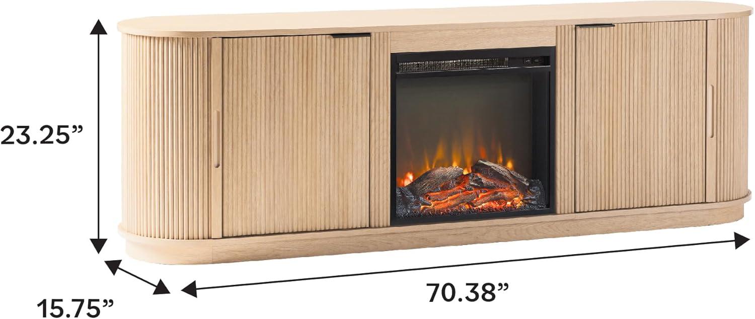 imageWalker Edison Chloe Reeded TV Stand with Fireplace Insert 65 Inch 60 inch Coastal OakCoastal Oak