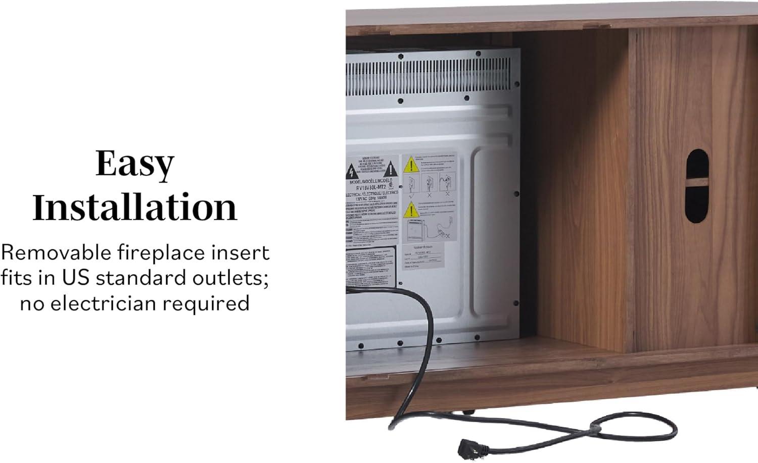 imageWalker Edison Chloe Reeded TV Stand with Fireplace Insert 65 Inch 60 inch Coastal OakMocha