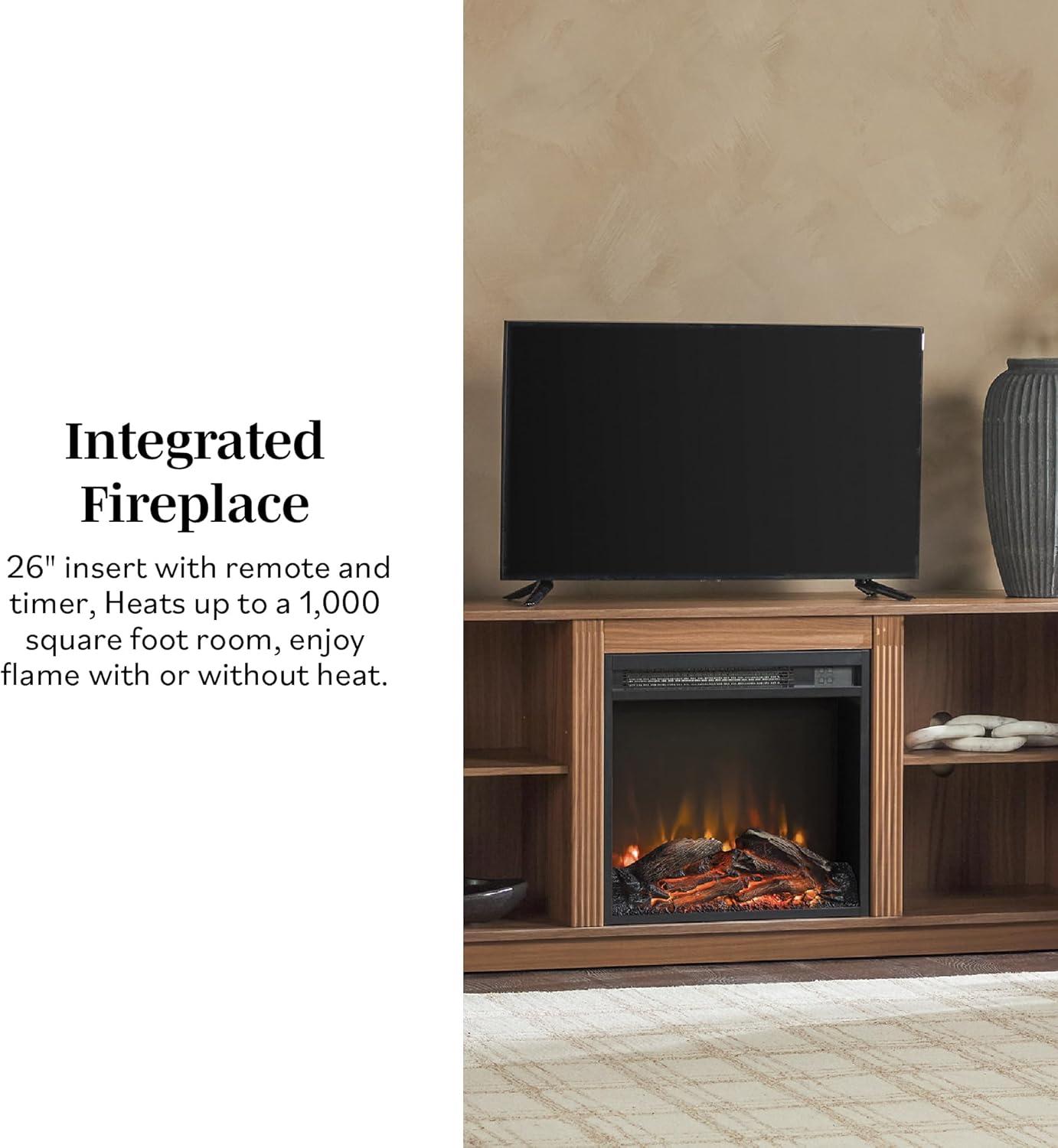 imageWalker Edison Chloe Reeded TV Stand with Fireplace Insert 65 Inch 60 inch Coastal OakMocha