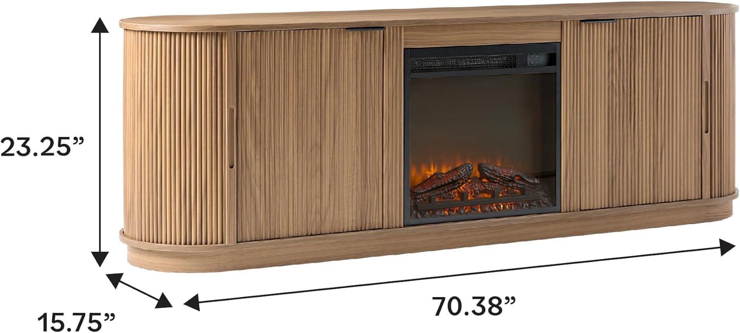 imageWalker Edison Chloe Reeded TV Stand with Fireplace Insert 65 Inch 60 inch Coastal OakMocha