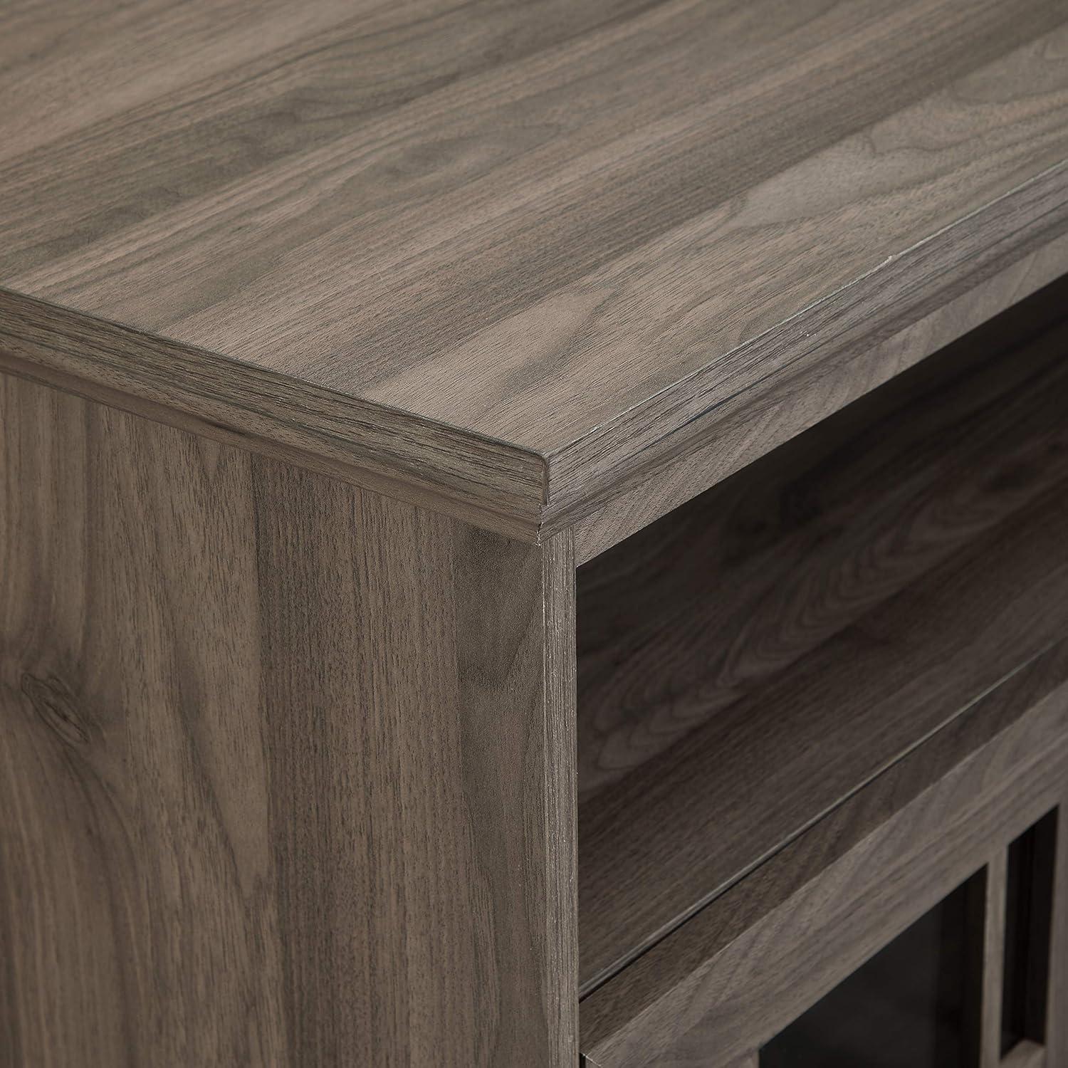 imageWalker Edison Classic Glass Door Universal TV Stand for TVs up to 64quot Flat Screen Living Room Storage Cabinet Doors and Shelves Entertainment Center 58 Inch White OakSlate Grey