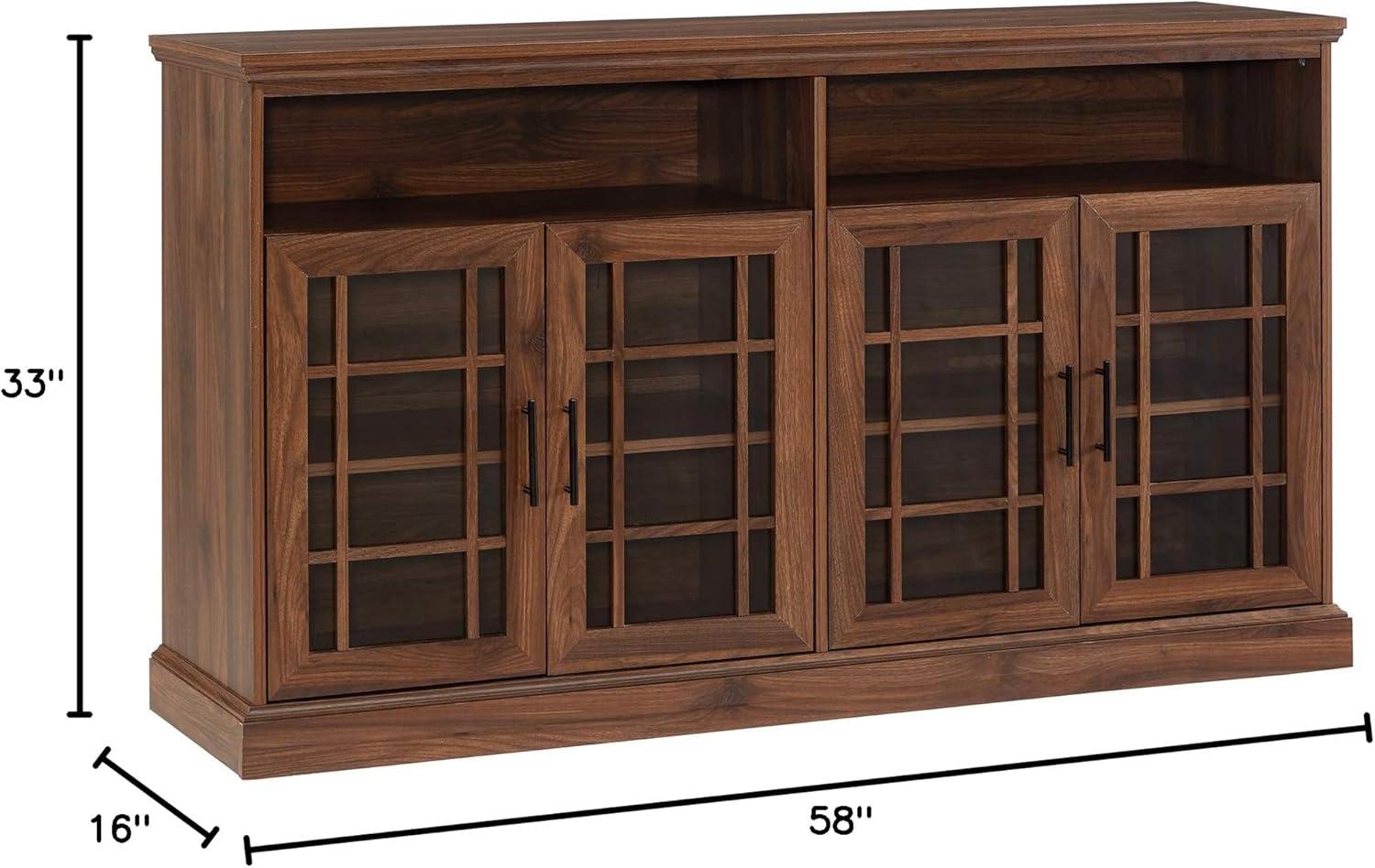 imageWalker Edison Classic Glass Door Universal TV Stand for TVs up to 64quot Flat Screen Living Room Storage Cabinet Doors and Shelves Entertainment Center 58 Inch White OakDark Walnut