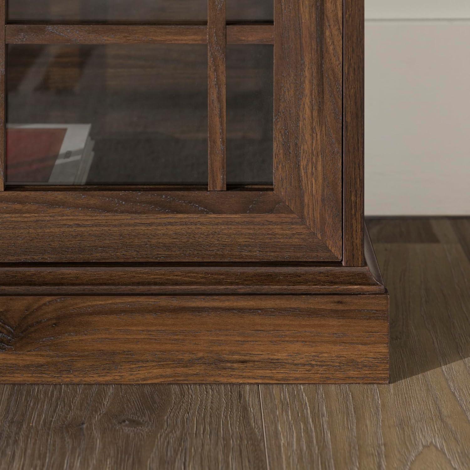 imageWalker Edison Classic Glass Door Universal TV Stand for TVs up to 64quot Flat Screen Living Room Storage Cabinet Doors and Shelves Entertainment Center 58 Inch White OakDark Walnut