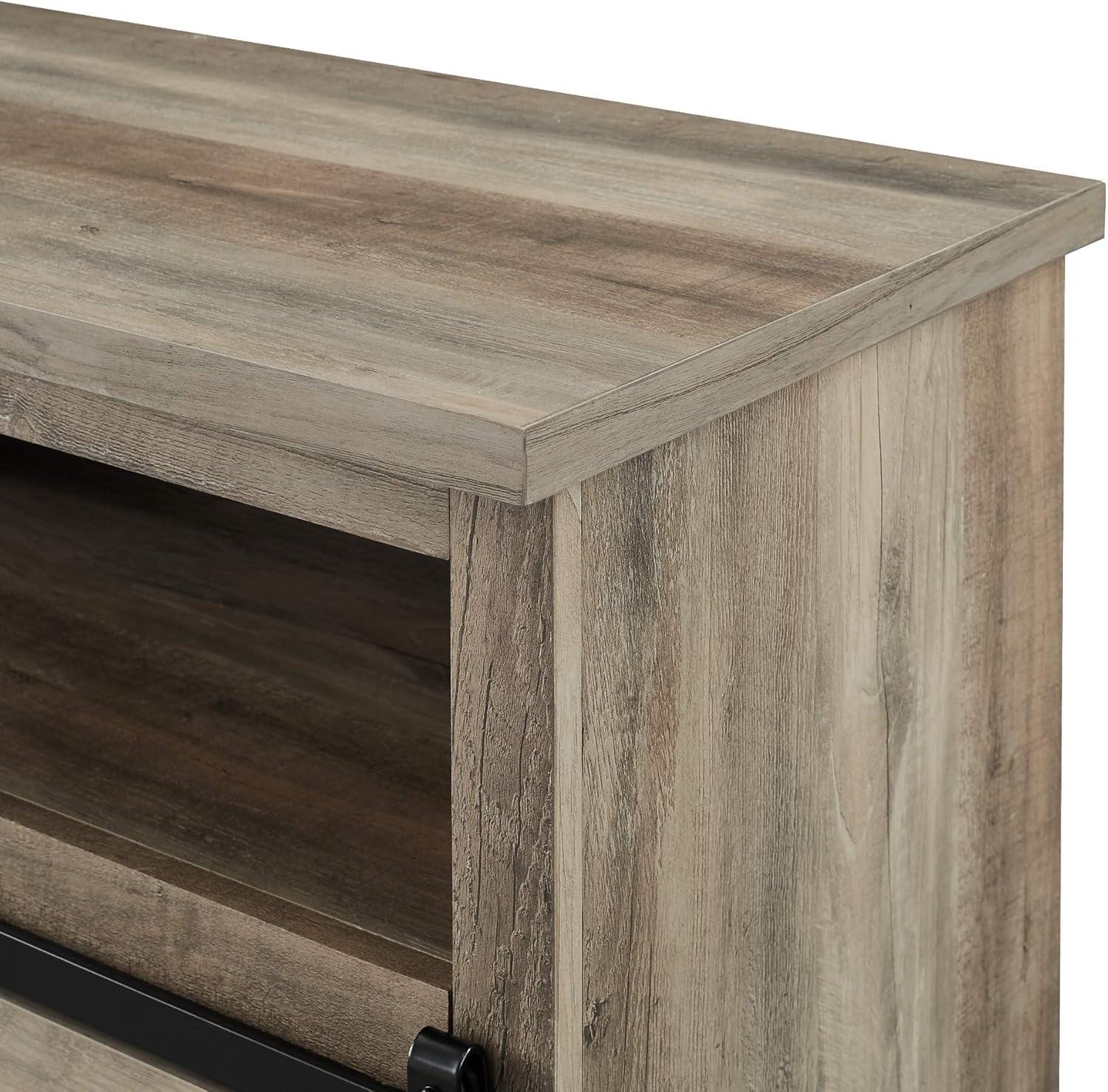 imageWalker Edison Clayton Farmhouse Sliding Double Barn Door TV Stand for TVs up to 58 Inches 52 Inch Solid WhiteGrey Wash