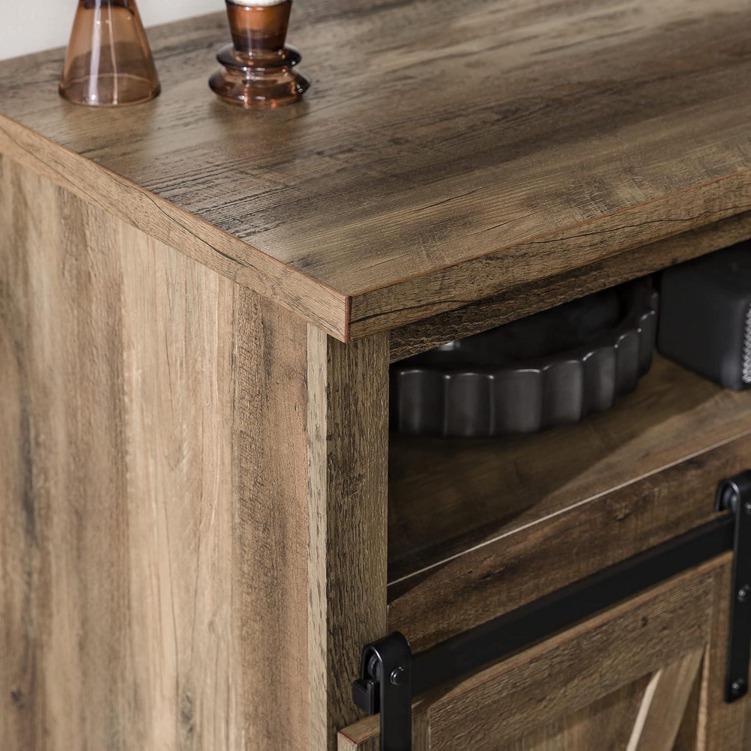 imageWalker Edison Clayton Farmhouse Sliding Double Barn Door TV Stand for TVs up to 58 Inches 52 Inch Solid WhiteRustic Oak