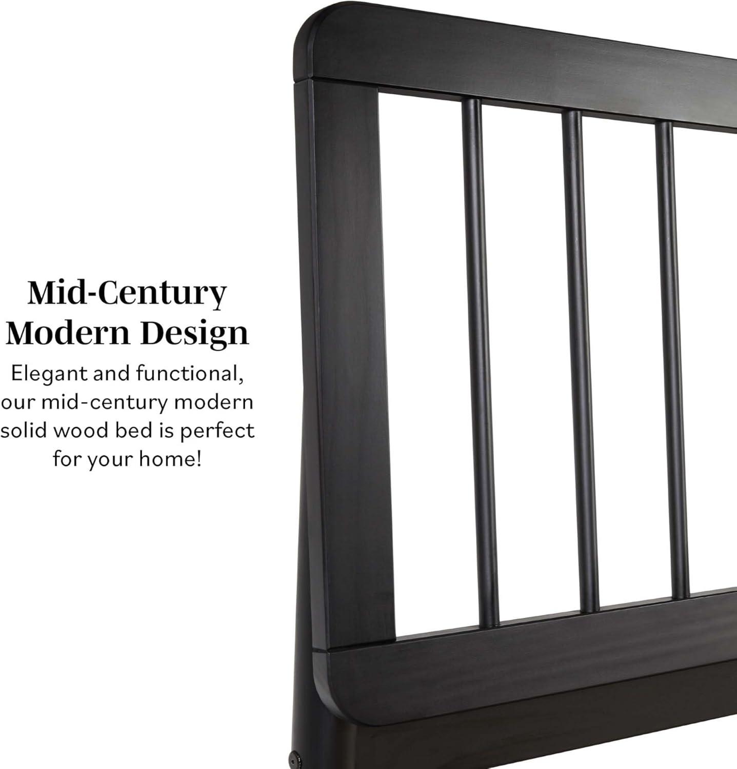 imageWalker Edison Clemente MidCentury Modern Spindle Headboard Queen Bedframe Queen Size CaramelBlack