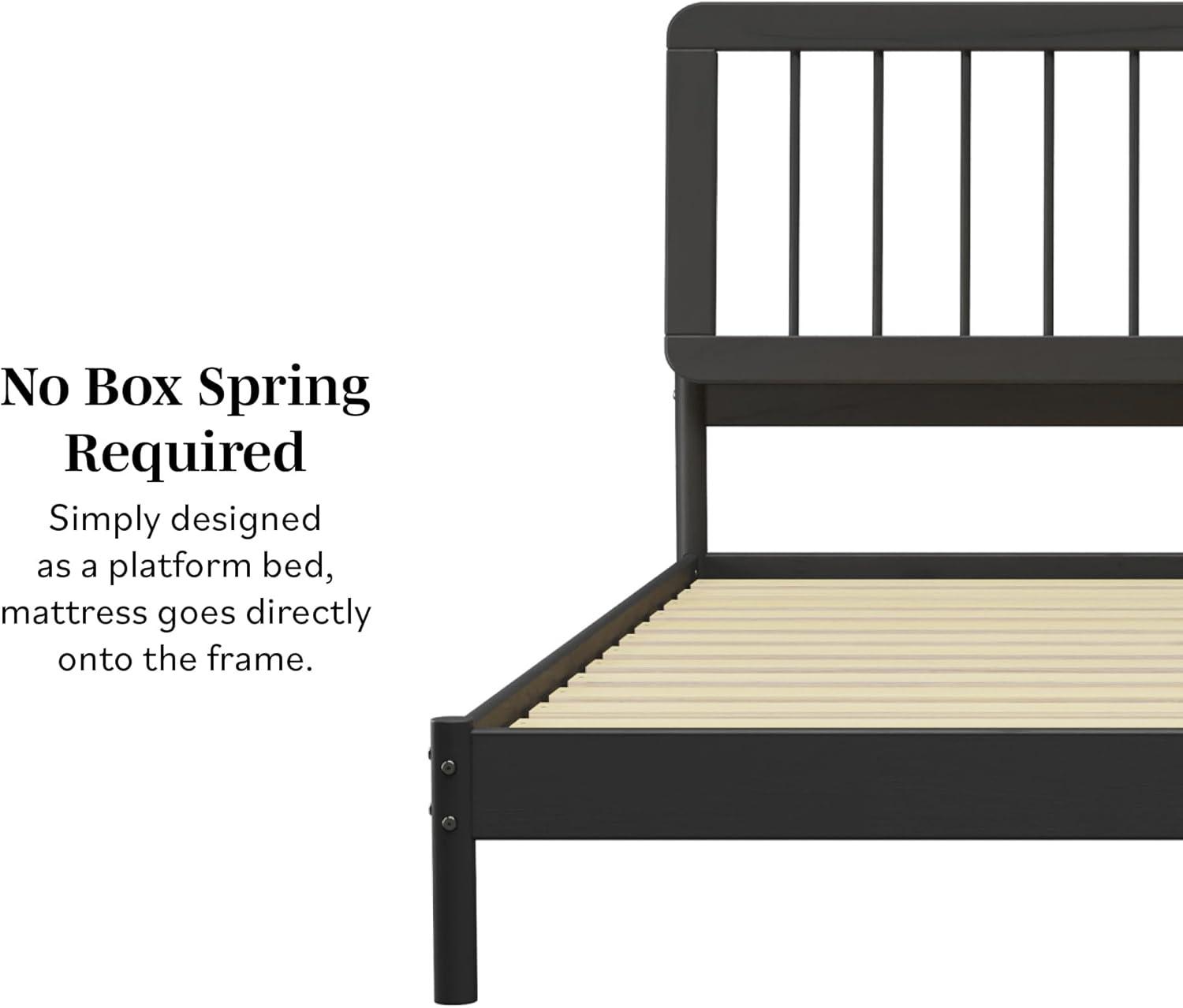 imageWalker Edison Clemente MidCentury Modern Spindle Headboard Queen Bedframe Queen Size CaramelBlack