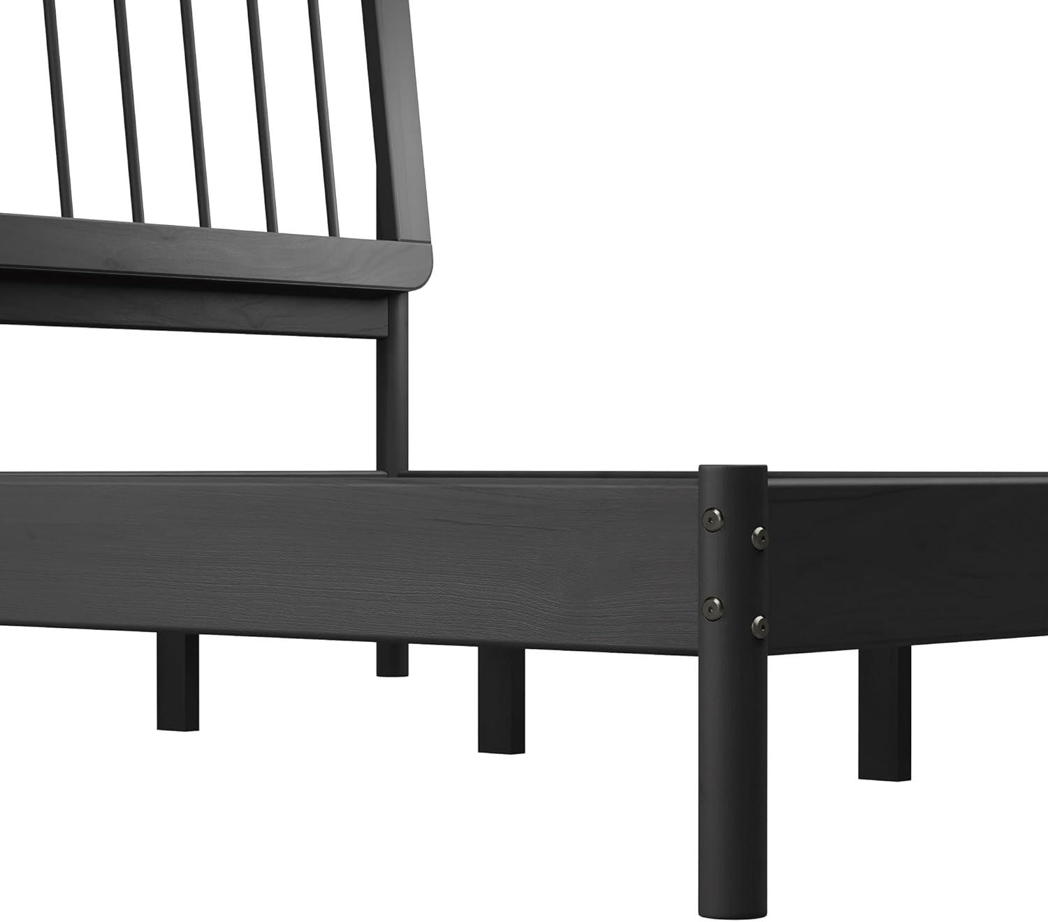 imageWalker Edison Clemente MidCentury Modern Spindle Headboard Queen Bedframe Queen Size CaramelBlack