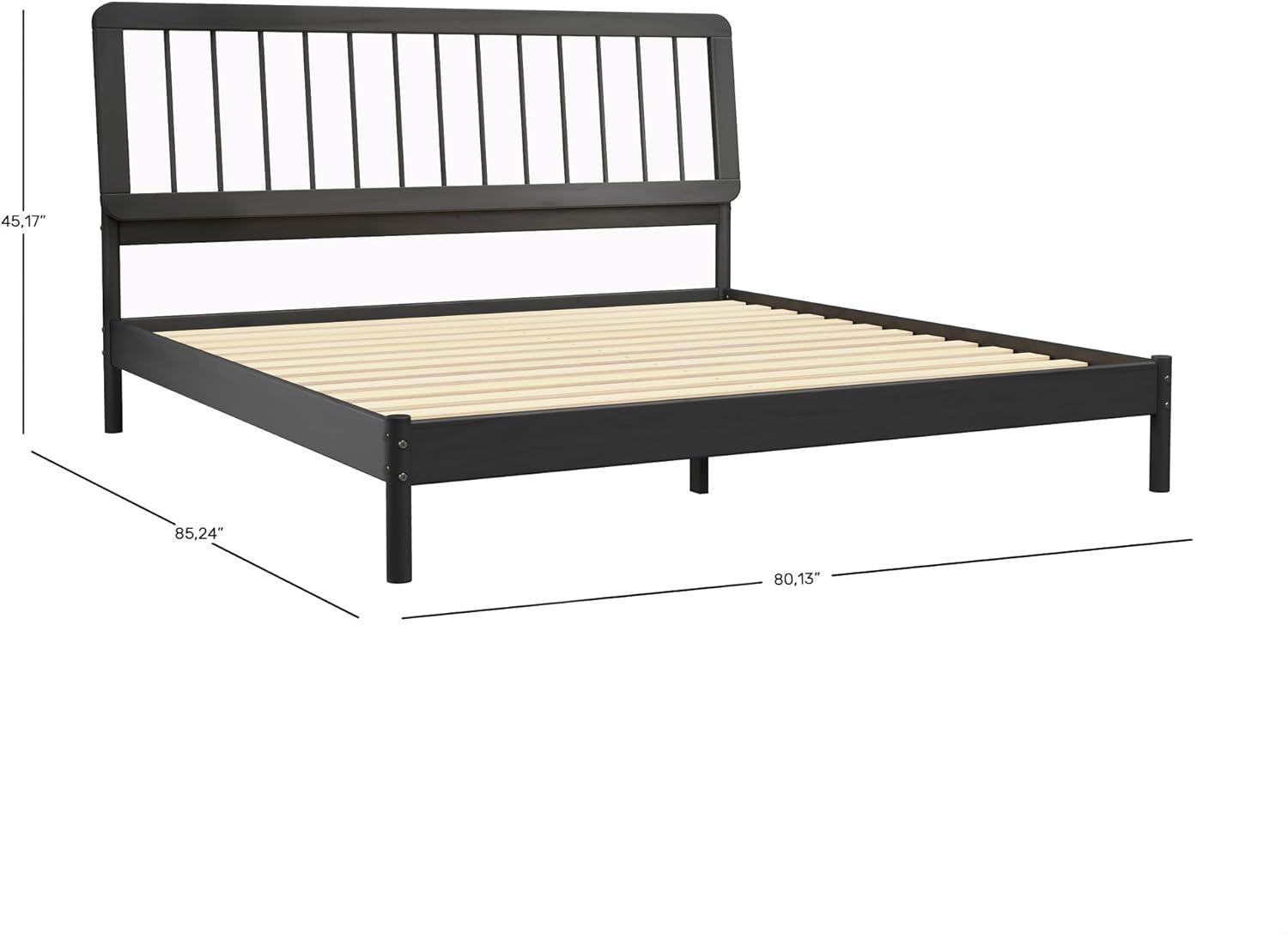 imageWalker Edison Clemente MidCentury Modern Spindle Headboard Queen Bedframe Queen Size CaramelBlack