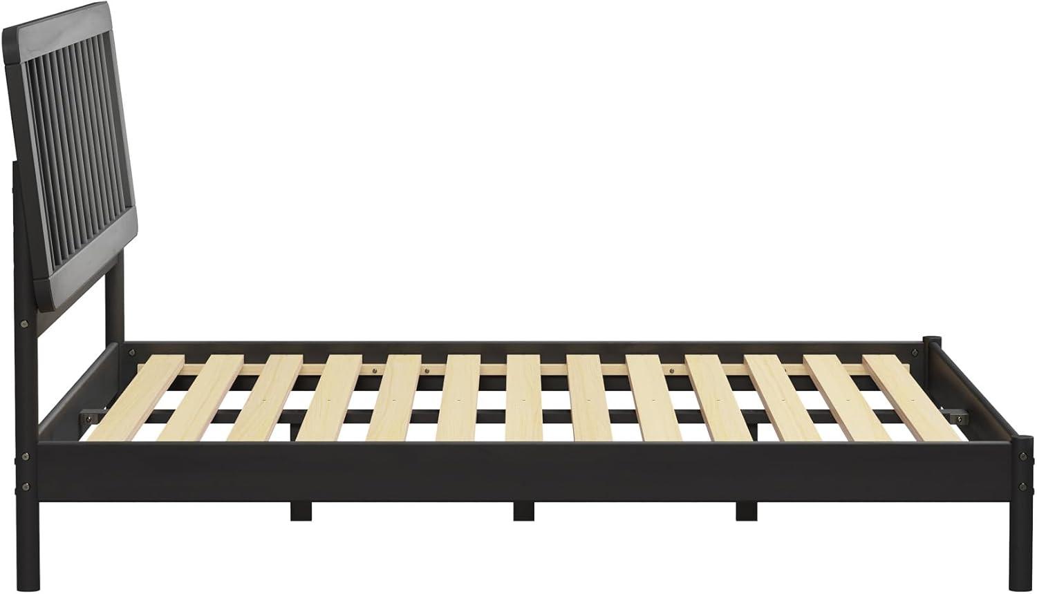 imageWalker Edison Clemente MidCentury Modern Spindle Headboard Queen Bedframe Queen Size CaramelBlack