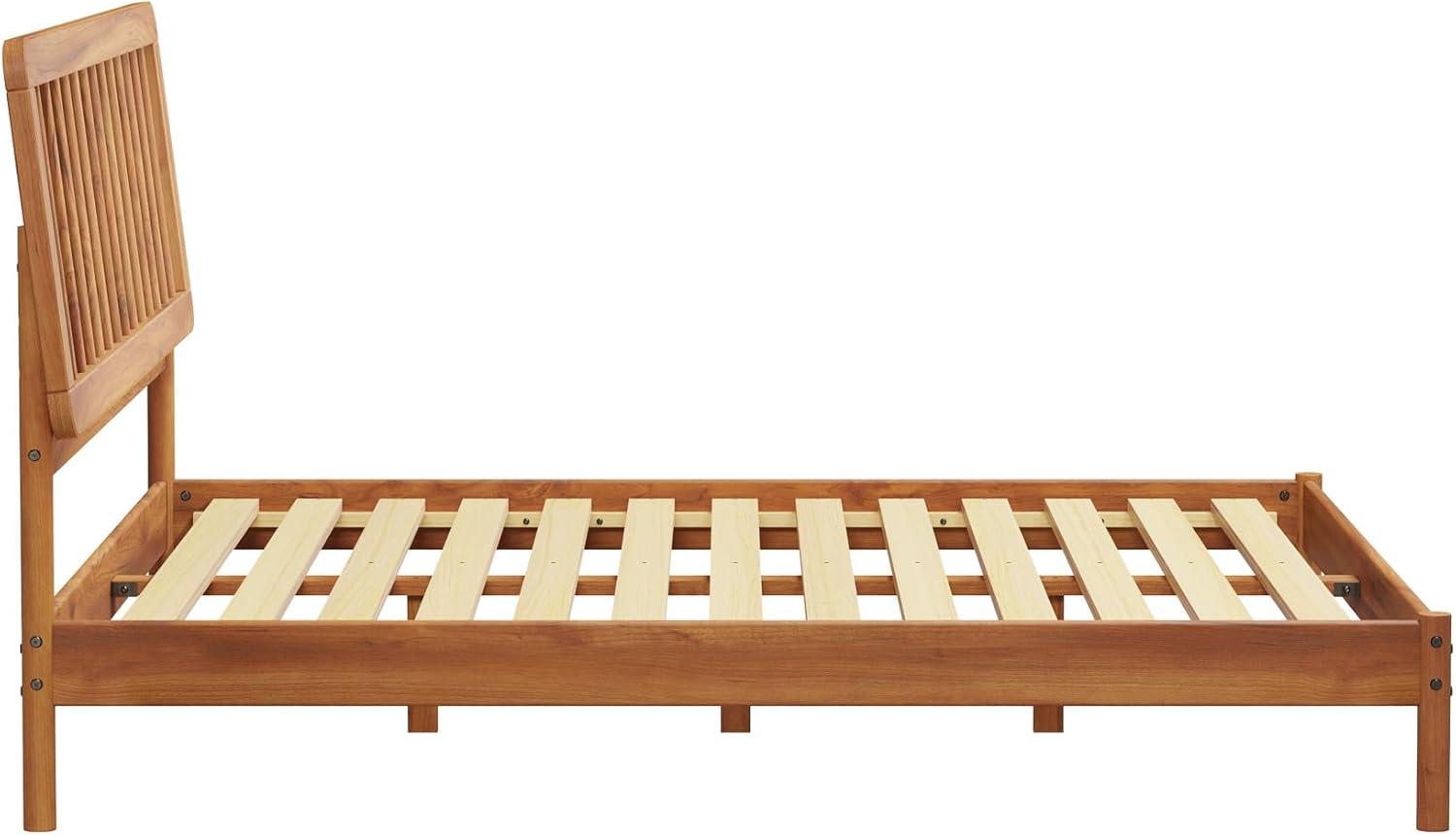 imageWalker Edison Clemente MidCentury Modern Spindle Headboard Queen Bedframe Queen Size CaramelCaramel