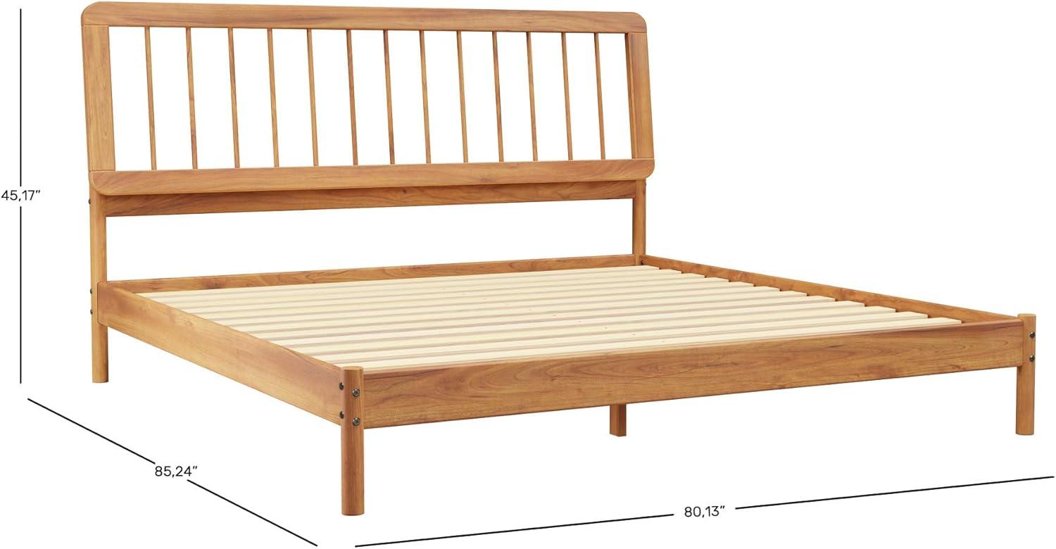 imageWalker Edison Clemente MidCentury Modern Spindle Headboard Queen Bedframe Queen Size CaramelCaramel