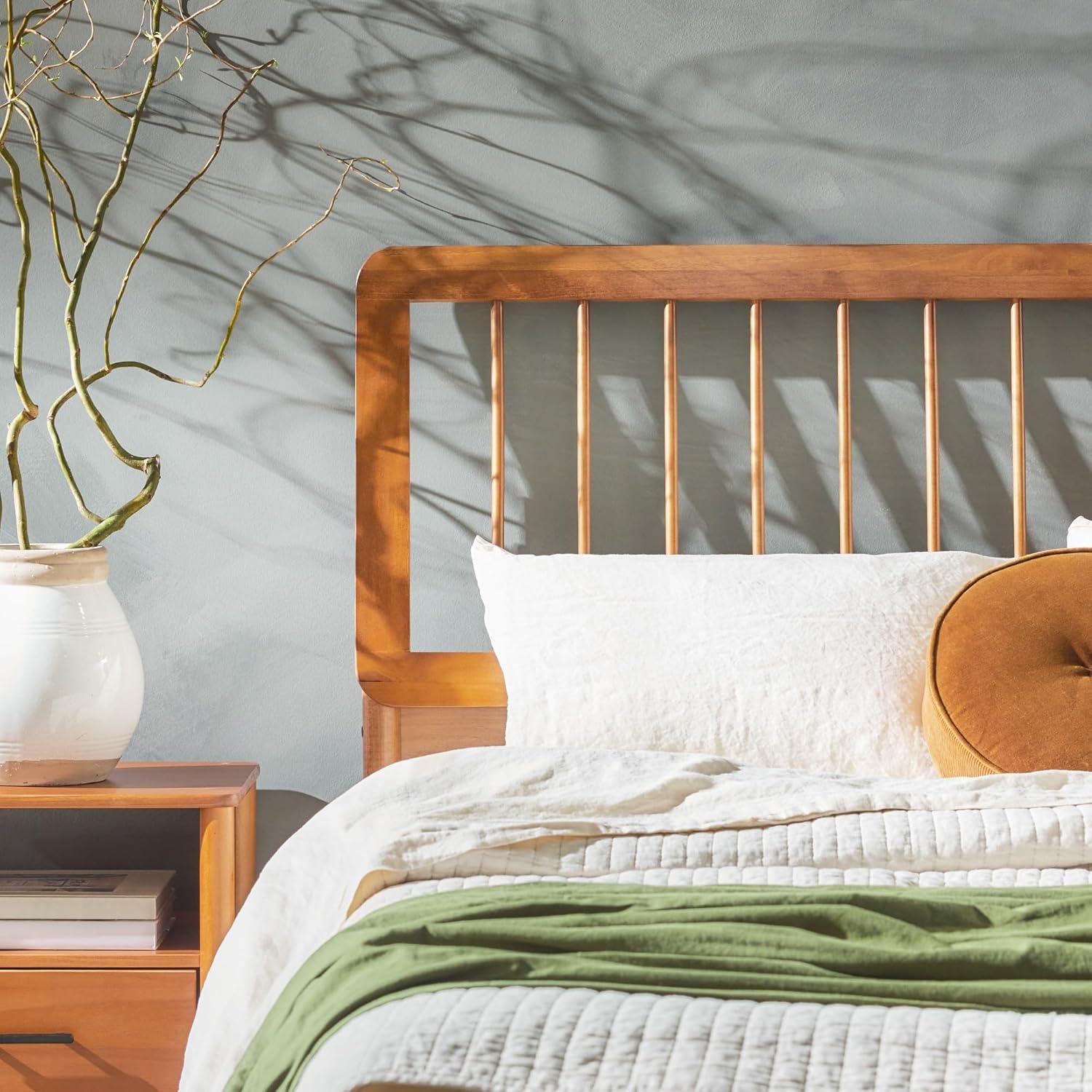 imageWalker Edison Clemente MidCentury Modern Spindle Headboard Queen Bedframe Queen Size CaramelCaramel