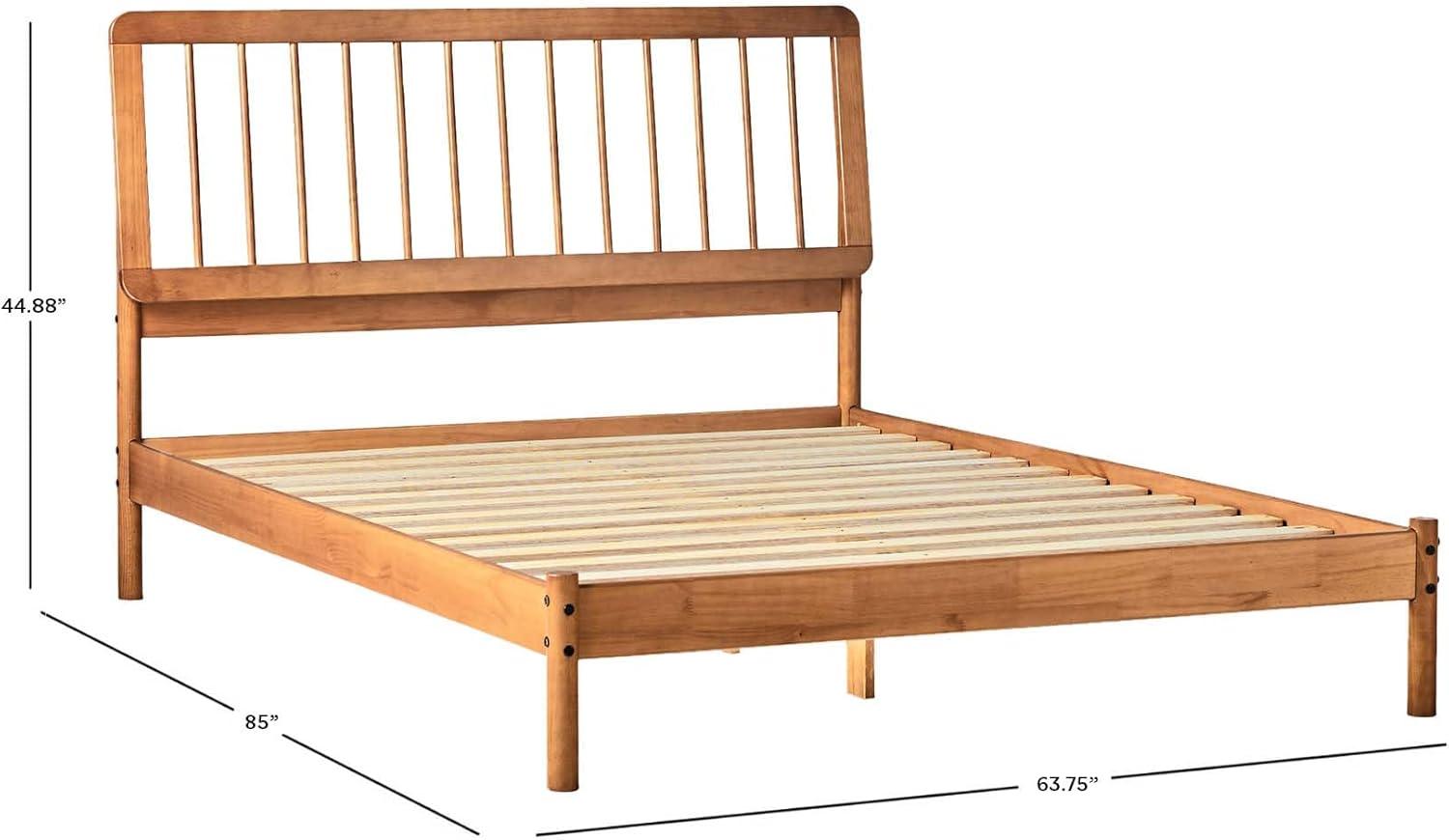 imageWalker Edison Clemente MidCentury Modern Spindle Headboard Queen Bedframe Queen Size CaramelCaramel