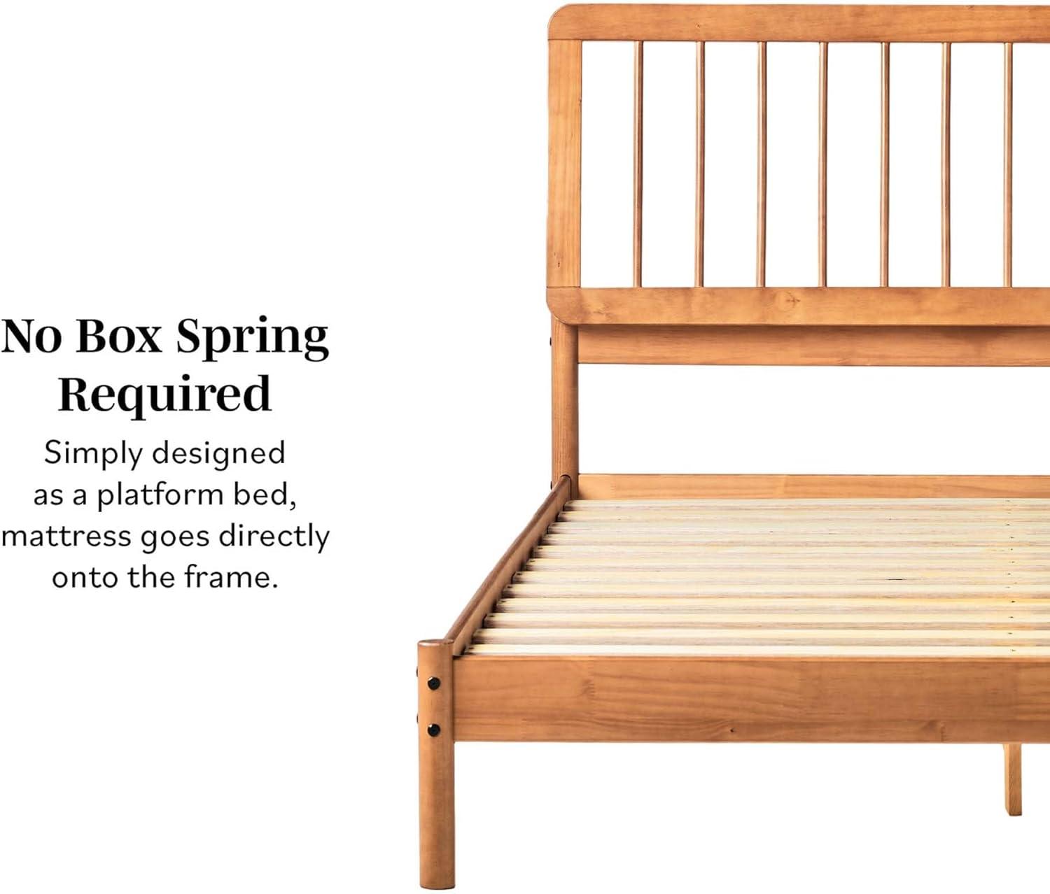 imageWalker Edison Clemente MidCentury Modern Spindle Headboard Queen Bedframe Queen Size CaramelCaramel