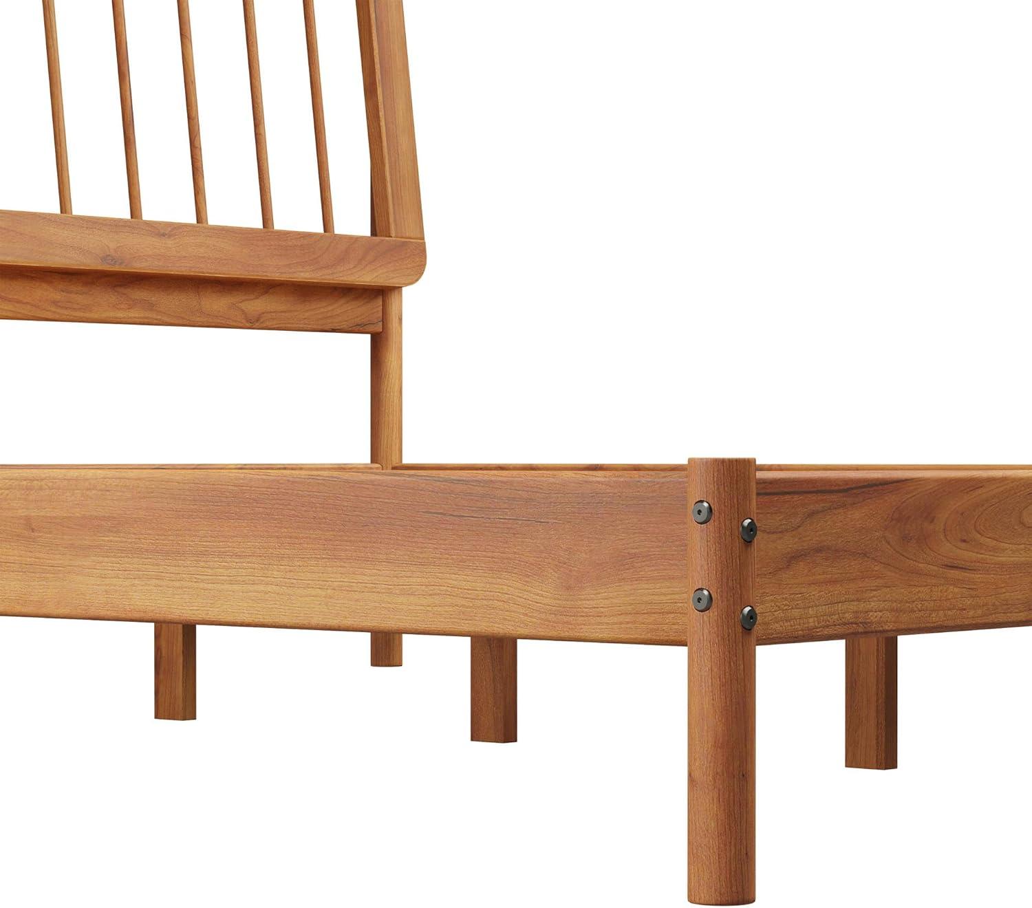 imageWalker Edison Clemente MidCentury Modern Spindle Headboard Queen Bedframe Queen Size CaramelCaramel